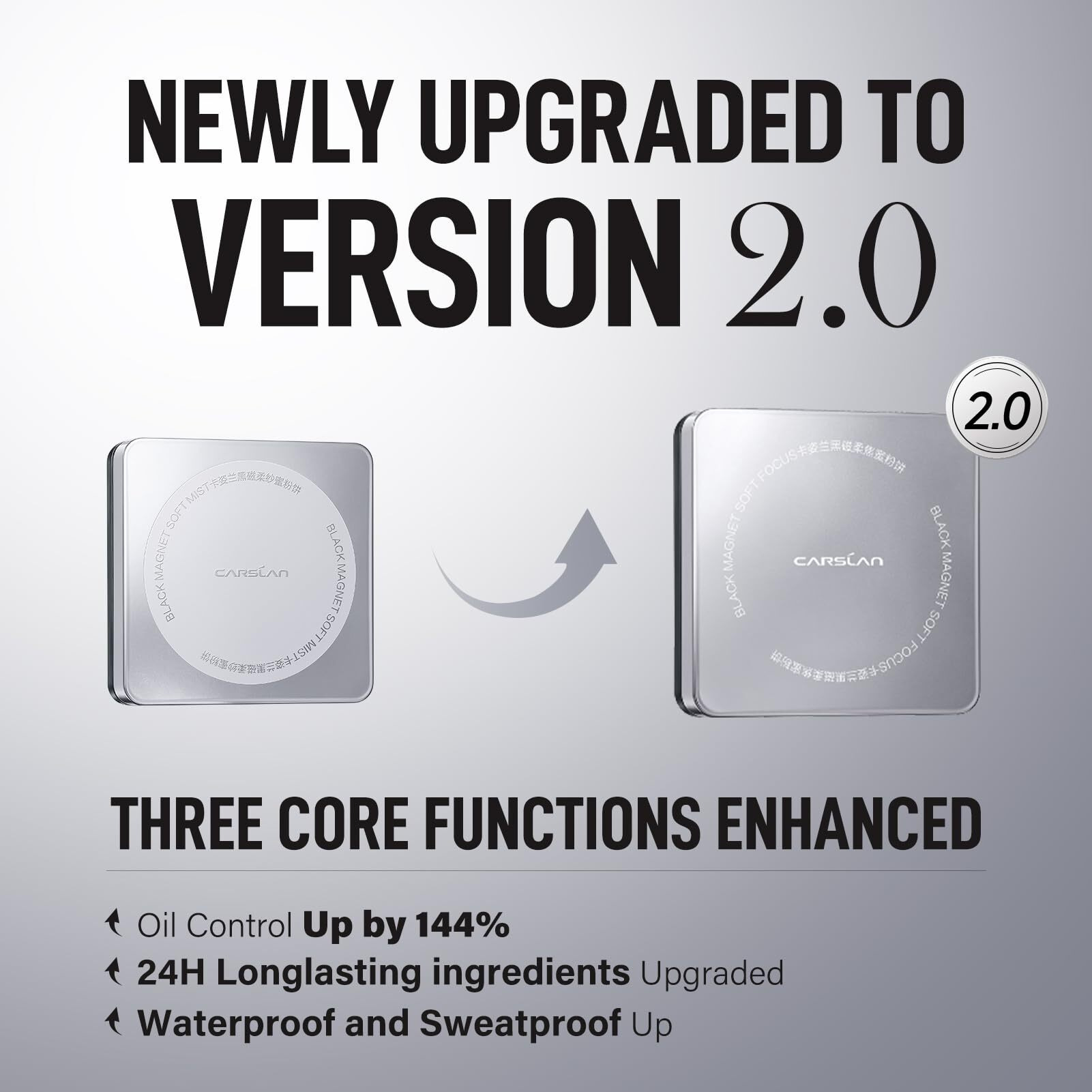 Carslan 2.0 Black Magnet Soft Focus Powder, Waterproof Translucent Pressed Setting Powder, 24H Longlasting Talc-Free Face Powder, Oil Control Compact Makeup,04 Light Beige For Dry&Com Skin, 0.28Oz