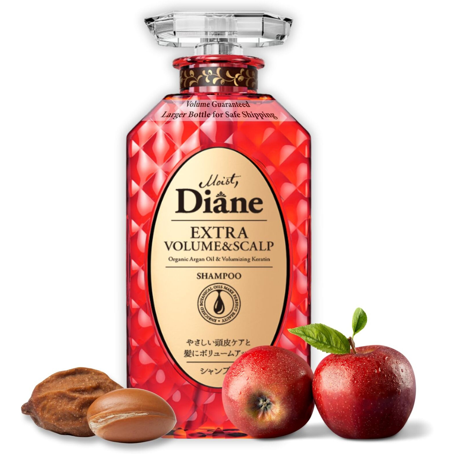 Moist Diane Hair Fall Shampoo For Fine Hair & Itchy Scalp, Natural Keratin Shampoo For Women & Men By Argan Oil, Biotin & Plum Oil From Japan, Silicone & Paraben Free, Extra Volume & Scalp 15.2 Fl Oz