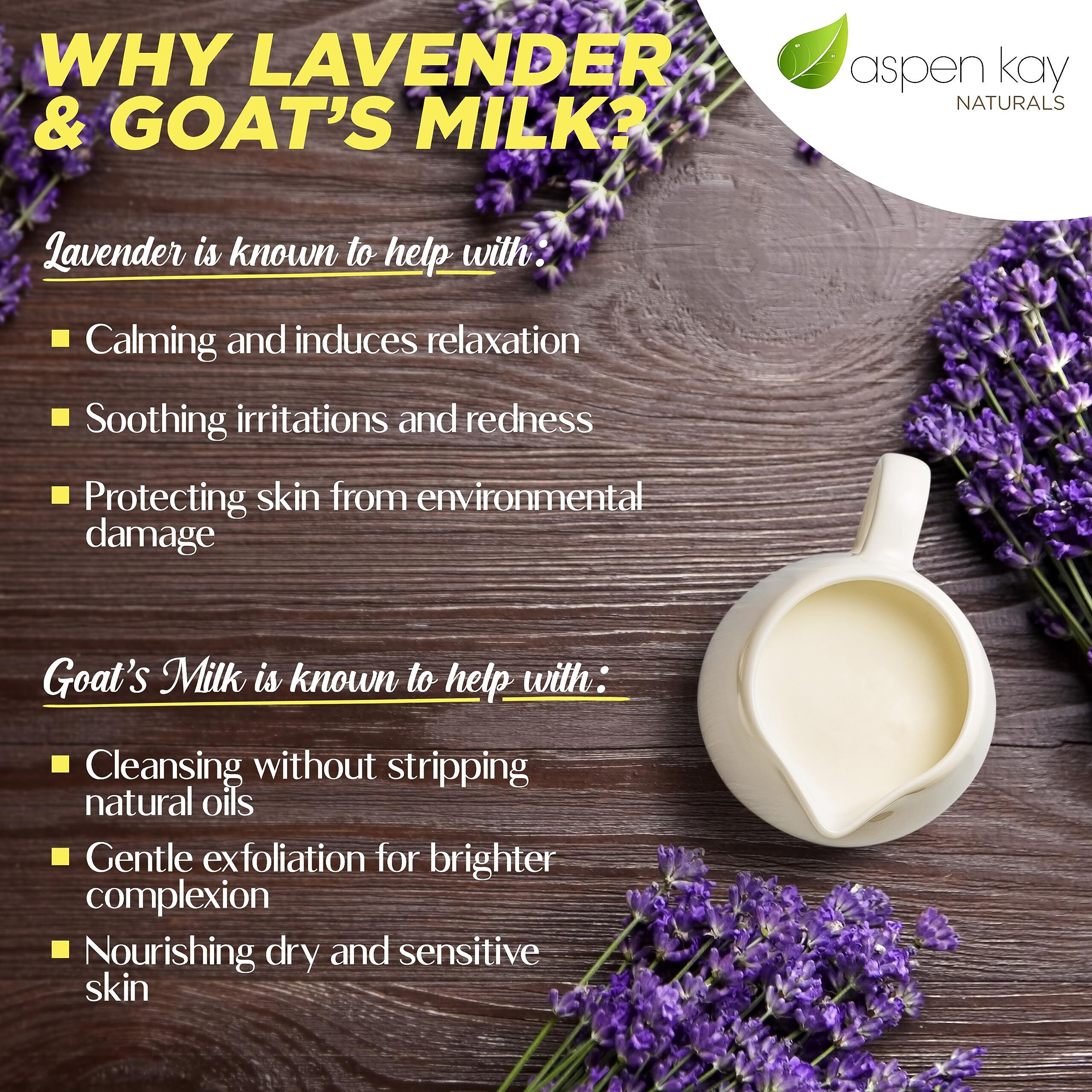 Aspen Kay Naturals Bar Soap For Women And Men, Natural And Organic Oils, Pure Essential Oils, Good For All Skin Types. - Lavender And Goats Milk