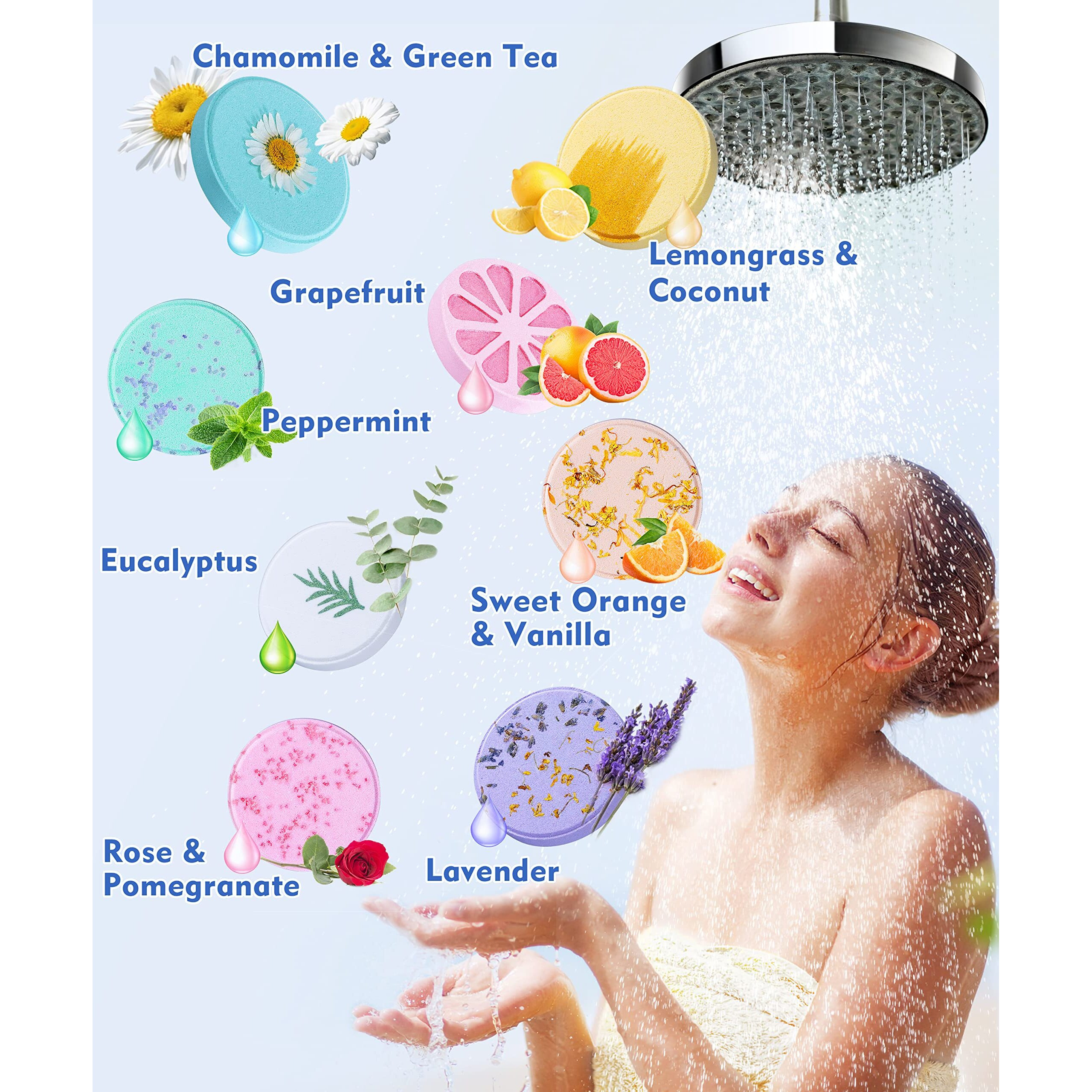 Aofmee Shower Steamers Aromatherapy - Pack Of 8 Shower Bombs With Essential Oils For Relaxation, Christmas Gifts Birthday Gifts For Women And Men, Stress Relief And Luxury Self Care Shower Bath Bombs