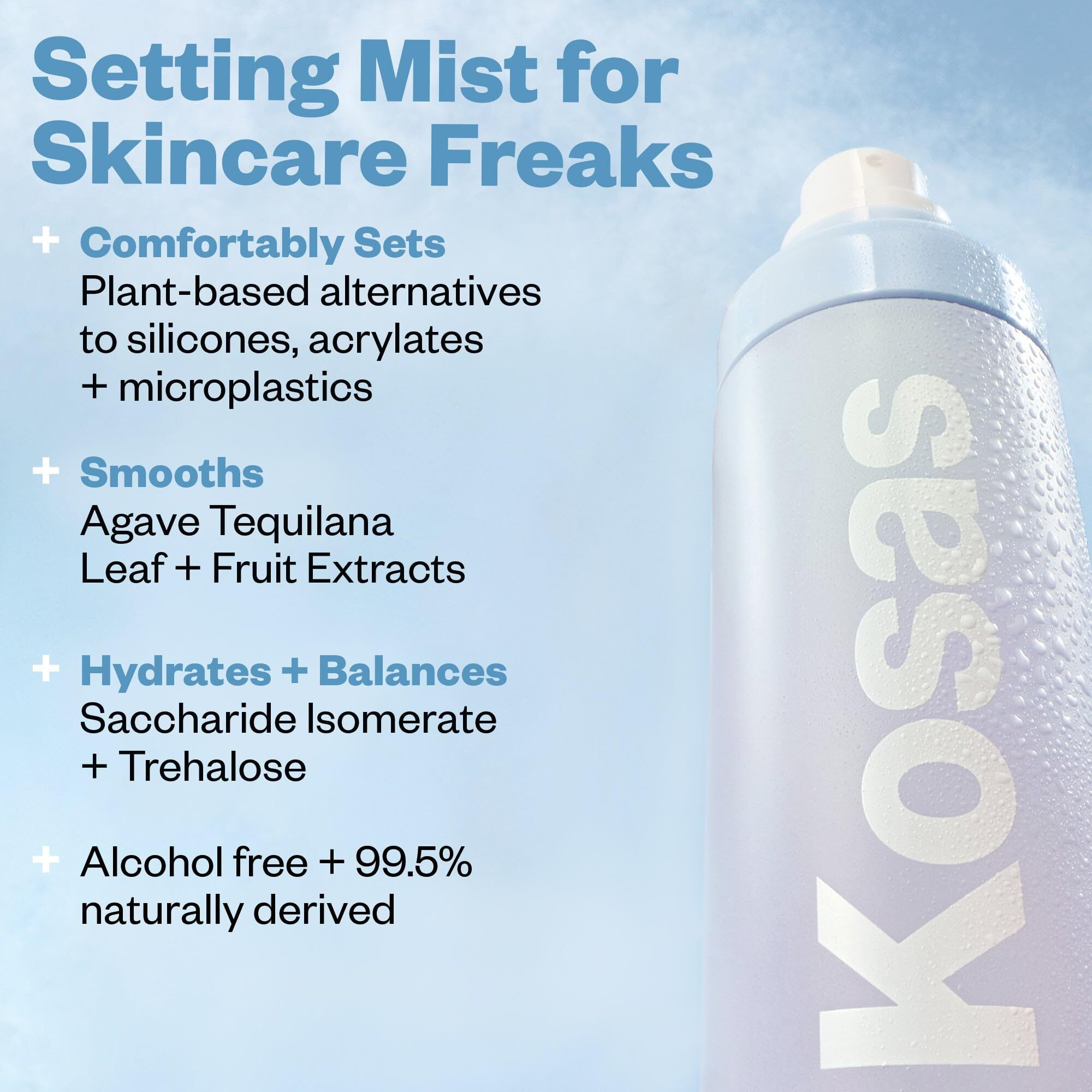 Kosas Cloud Set Airy Setting Spray,+ Smoothing Mist - Hydrating Makeup Spray, Alcohol Free, Oil Free, 12-Hour Hold, Minimizes Appearance Of Pores,Lightweight Refreshing Face Mist For All Skin Types