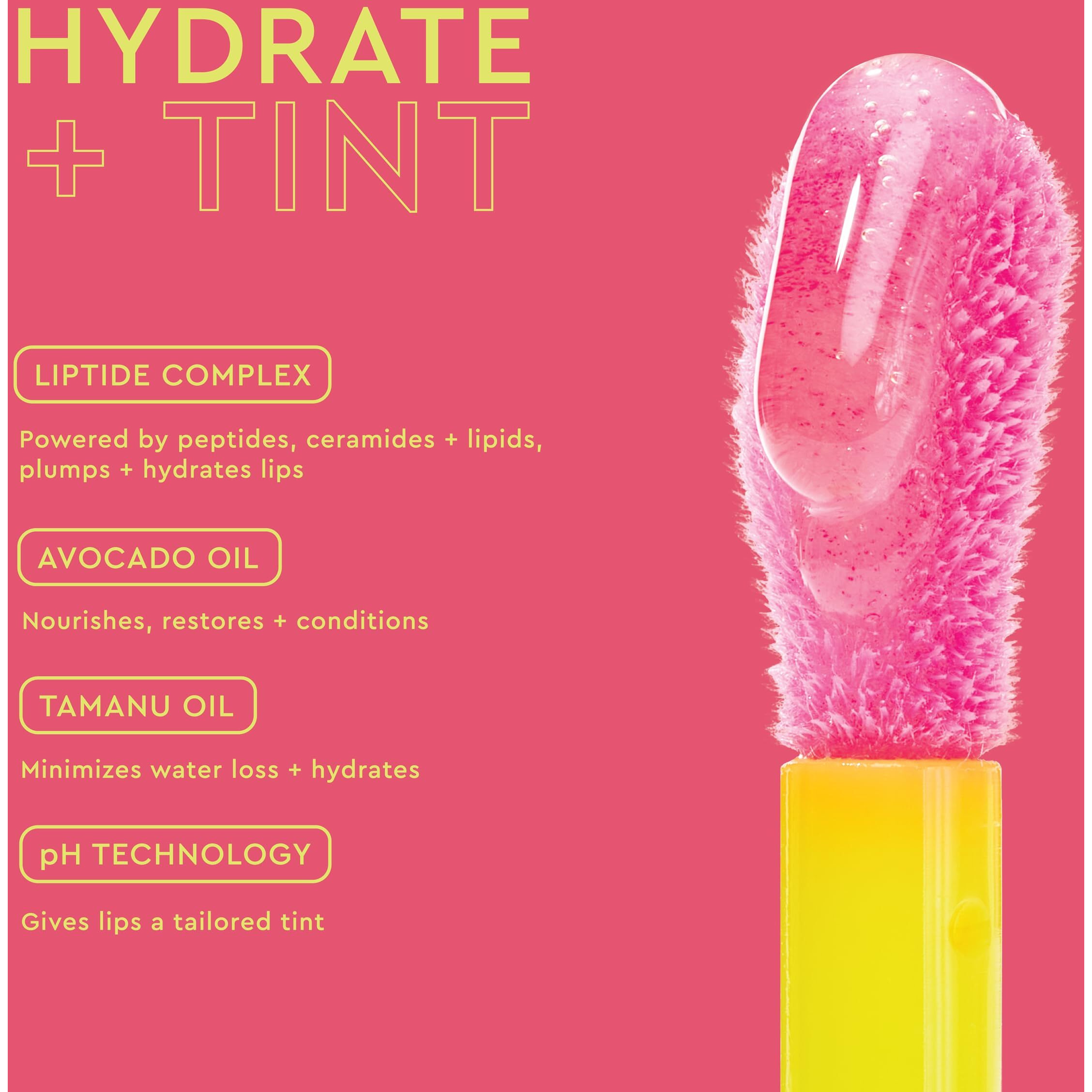 Byoma Liptide Ph Lip Oil - Glossy, Non-Sticky Gloss With Ph Adaptive Tint - Peptide Lip Treatment With Peptides, Avocado & Tamanu Oils - Softens, Plumps, Hydrates - 0.16 Oz