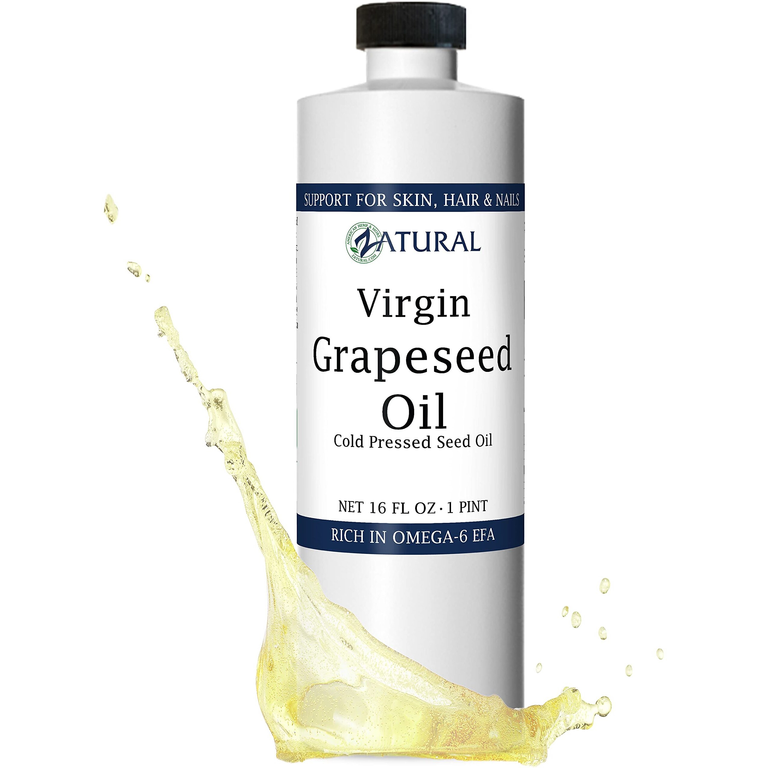 Zatural Grapeseed Oil Organically Grown 100% Pure Cold Pressed Virgin High Tempurature Cooking Oil (16Oz)
