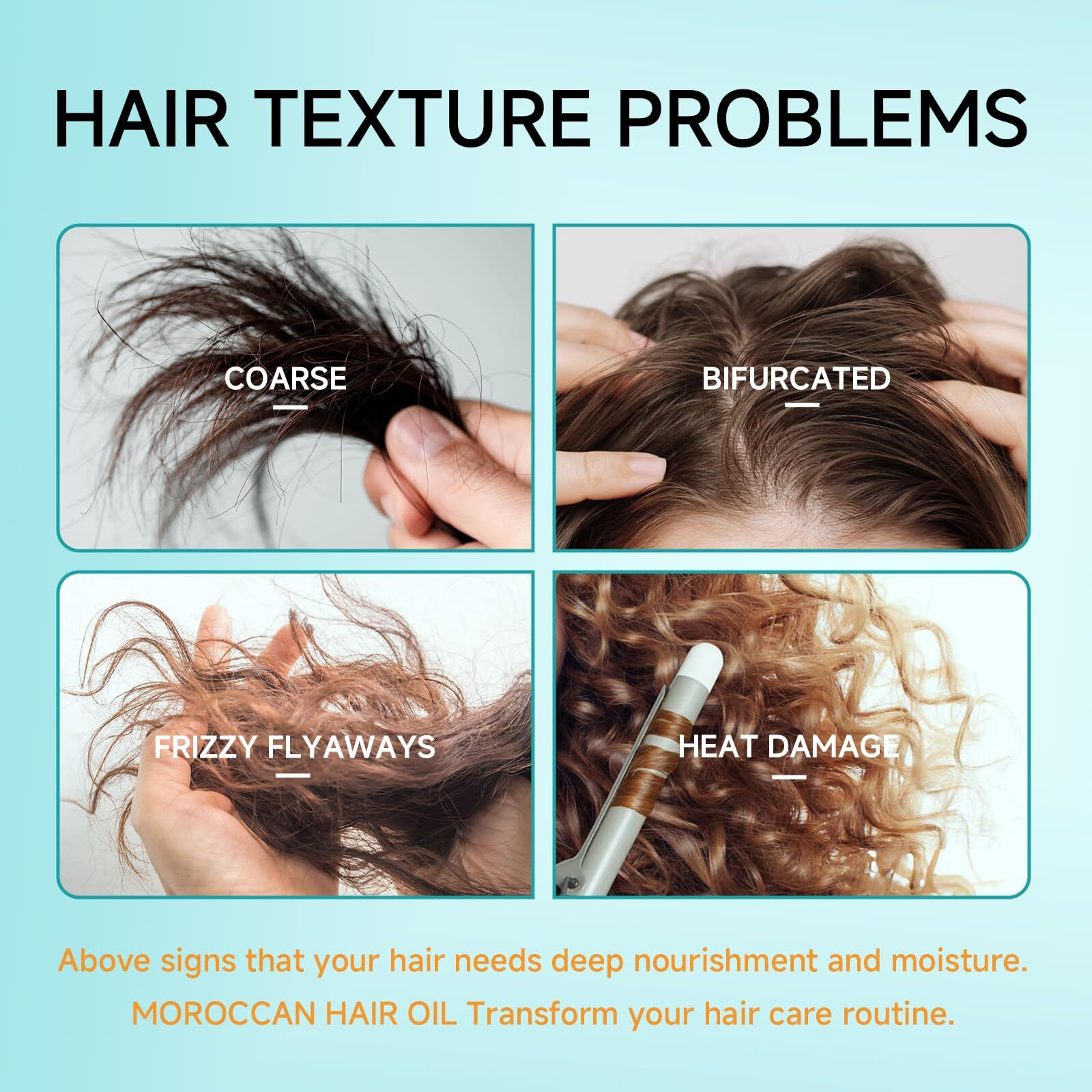 Morroccan Argan Oil For Frizzy Hair, Nourishes & Strengthens For Dry Damaged Hair, Hair Care Oil For All Hair Types 3.4 Fl.Oz