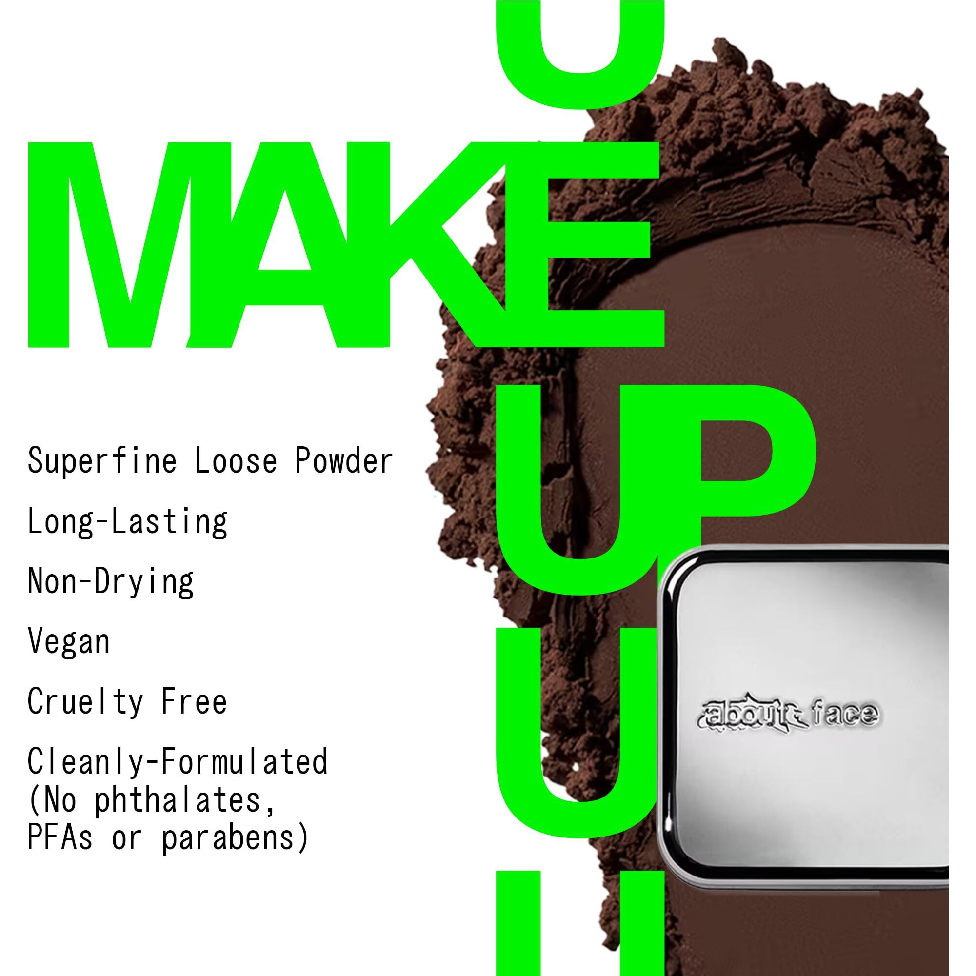 About-Face Curtain Call Set & Smooth Loose Powder Ovation - Lightweight, Oil-Absorbing Setting Powder With Rice Starch & Corn-Based Talc Alternative - Vegan, Cruelty-Free - 0.35Oz (Very Deep)