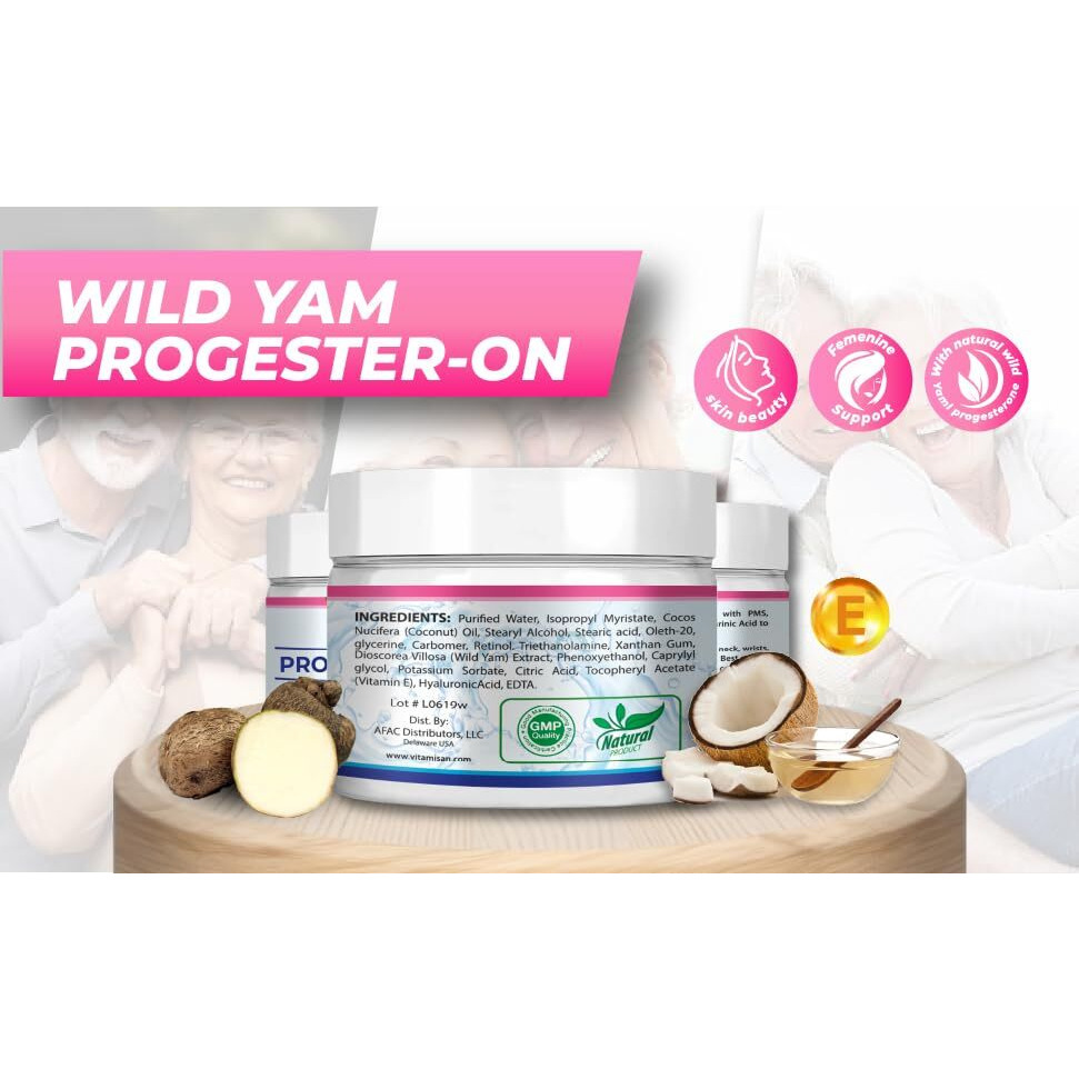 Wild Yam Balancing Cream For Women - With Vitamin E, Coconut Oil & Hyaluronic Acid - 1500Mg Natural Extract - Menopause & Skin Support, 4 Oz