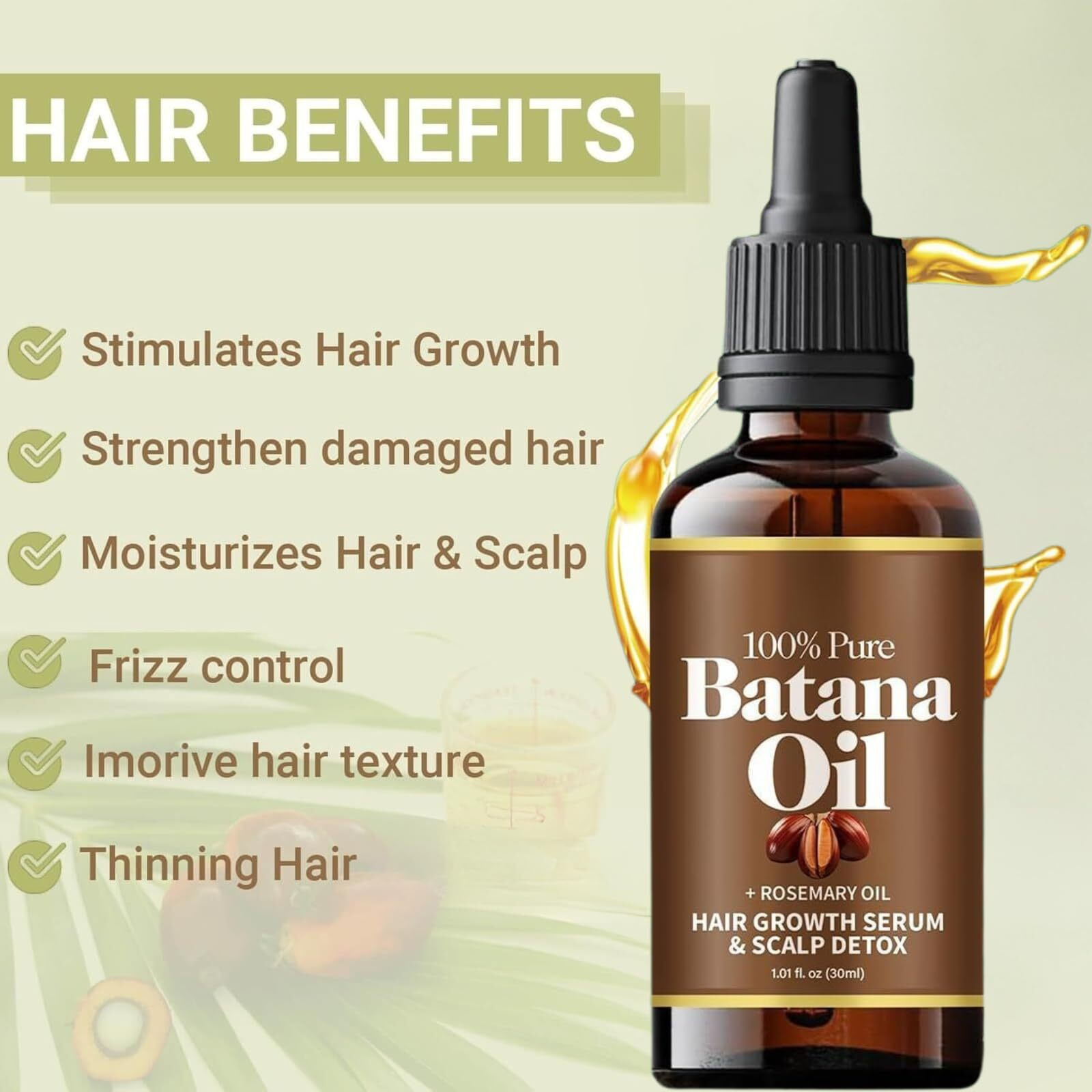 Ttyrbf 2Pcs Batana Oil For Hair,Hair Oil With Rosemary For Hair Growth,For All Hair Types,Batana Hair Oil For Women And Man