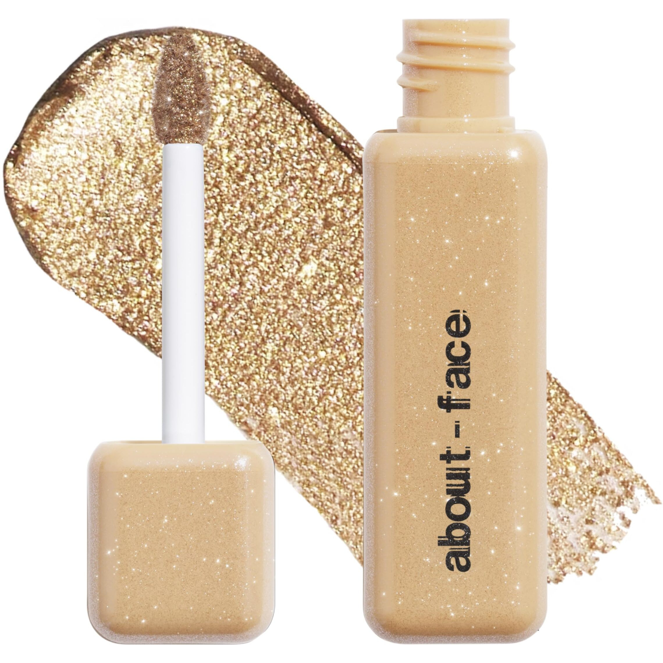 About-Face Fractal Glitter Eye Paint Apollo Empire - Smudge-Proof, Long-Lasting Liquid Eyeshadow - Intense Sparkle With Mousse Texture - Vegan, Cruelty-Free, Marula Oil Infused - 0.13Oz (Gold)