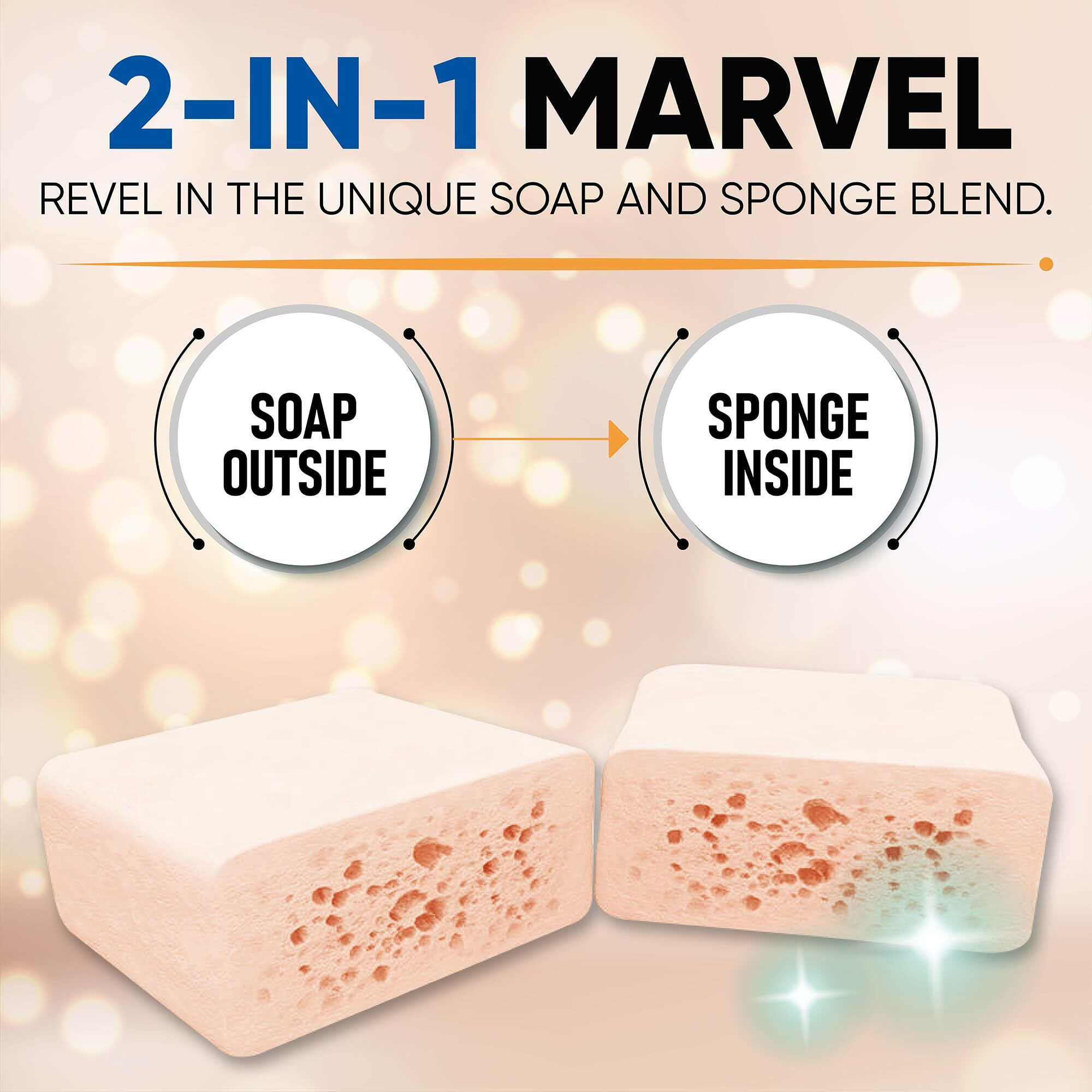 T.Taio Esponjabon Pore-Cleansing Soap Sponge - Cleansing Shower Scrubber - Cleaning Bath Wash Scrub - Oil Removal - Massage & Lather Foot, Elbow, & Face - Bathroom Accessories (2-Pack)