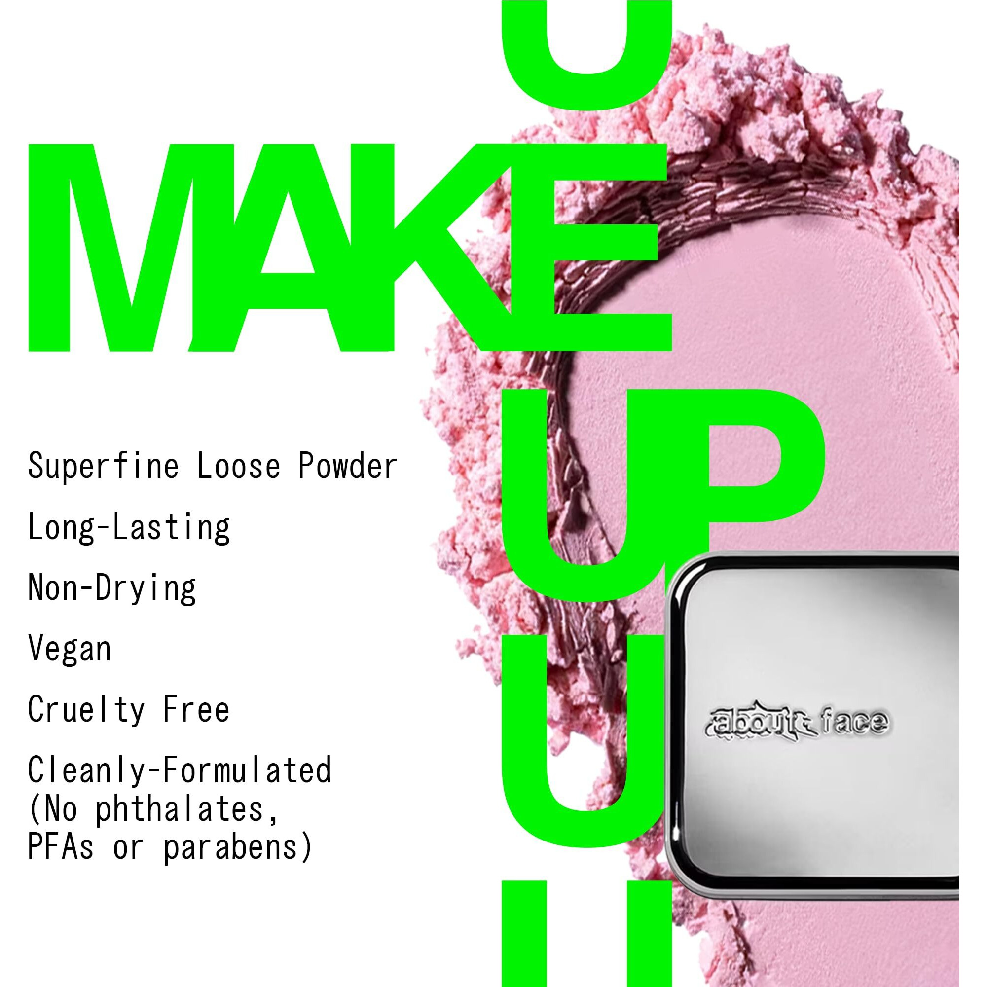 About-Face Curtain Call Set & Smooth Loose Powder Finale - Lightweight, Oil-Absorbing Setting Powder With Rice Starch & Corn-Based Talc Alternative - Vegan, Cruelty-Free - 0.35Oz (Pink Brightener)