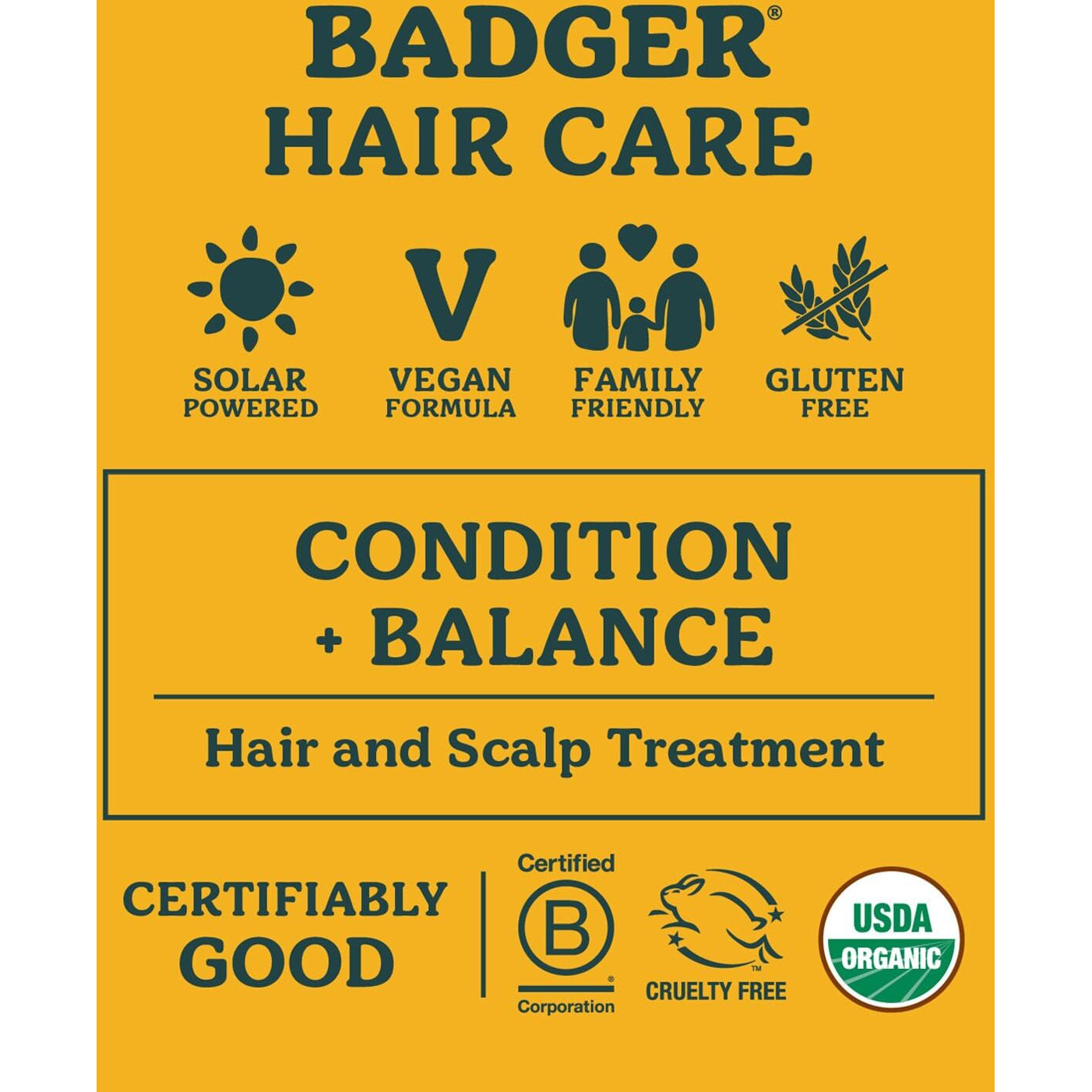Badger Organic Castor Hair Oil For Thicker Fuller Looking Hair, 100% Organic Castor Oil For Hair Growth & Restoration, Red Clover & Peppermint, Deep Hydrating Hair Oil, 2 Fl Oz Glass Bottle