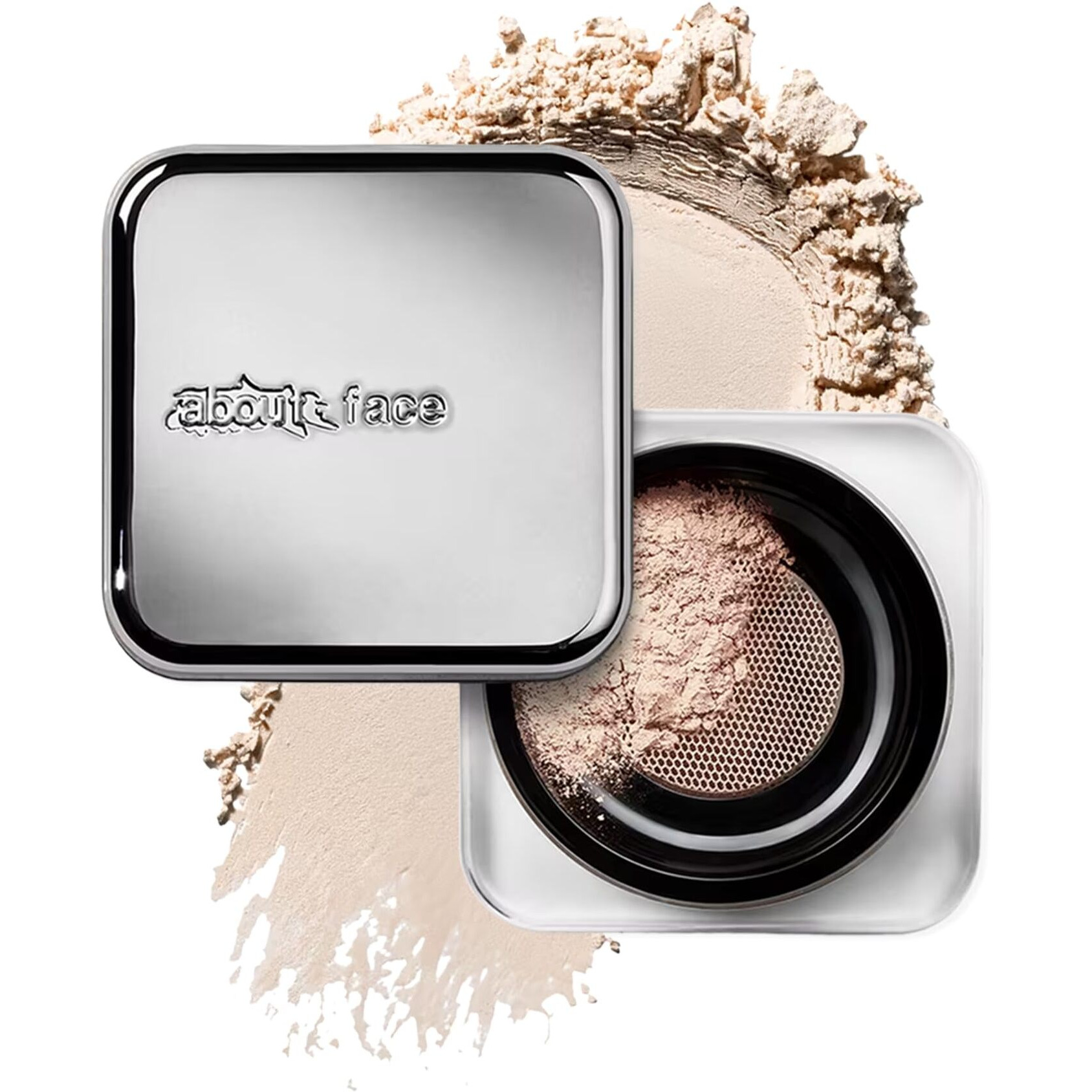 About-Face Curtain Call Set & Smooth Loose Powder Bow - Lightweight, Oil-Absorbing Setting Powder With Rice Starch & Corn-Based Talc Alternative - Vegan, Cruelty-Free, - 0.35Oz (Translucent)