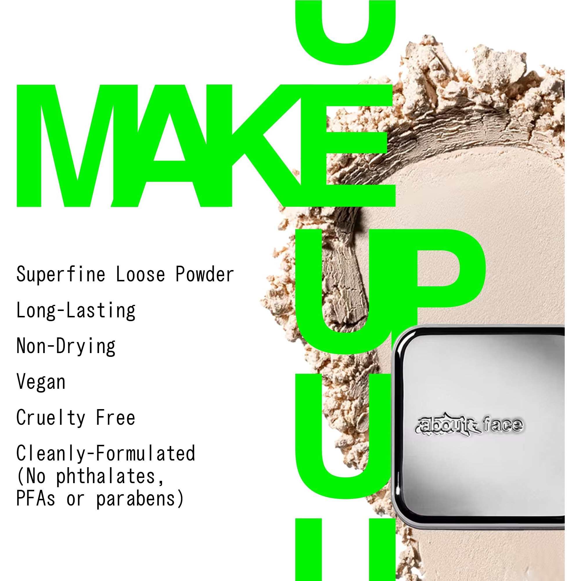 About-Face Curtain Call Set & Smooth Loose Powder Bow - Lightweight, Oil-Absorbing Setting Powder With Rice Starch & Corn-Based Talc Alternative - Vegan, Cruelty-Free, - 0.35Oz (Translucent)