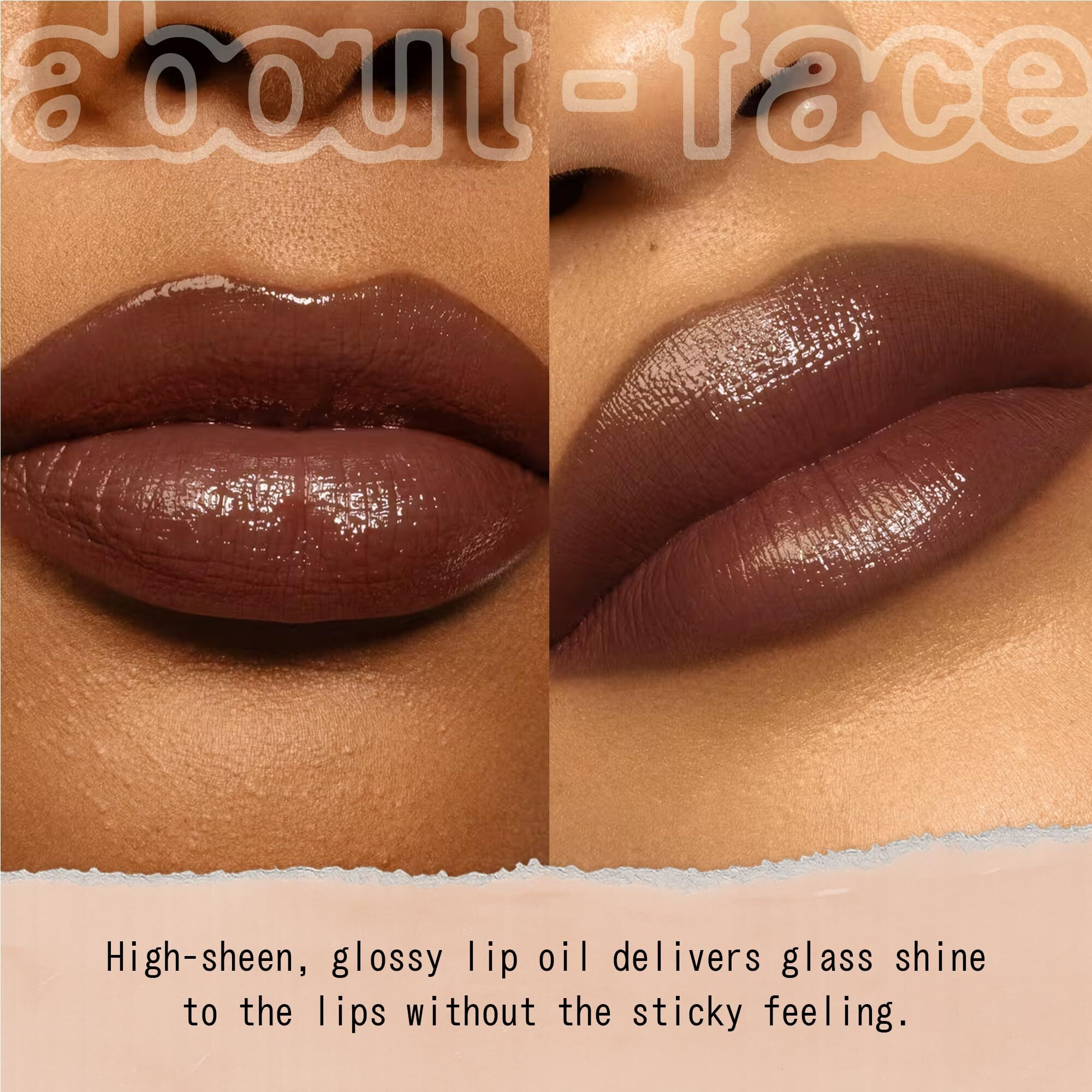 About-Face Light Lock Lip Gloss Scorcher - Non-Sticky, High-Shine Lip Oil Gloss With Coconut Oil, Peppermint & Lavender - Vegan, Cruelty-Free, Clean Beauty - 0.21 Oz (Cinnamon)