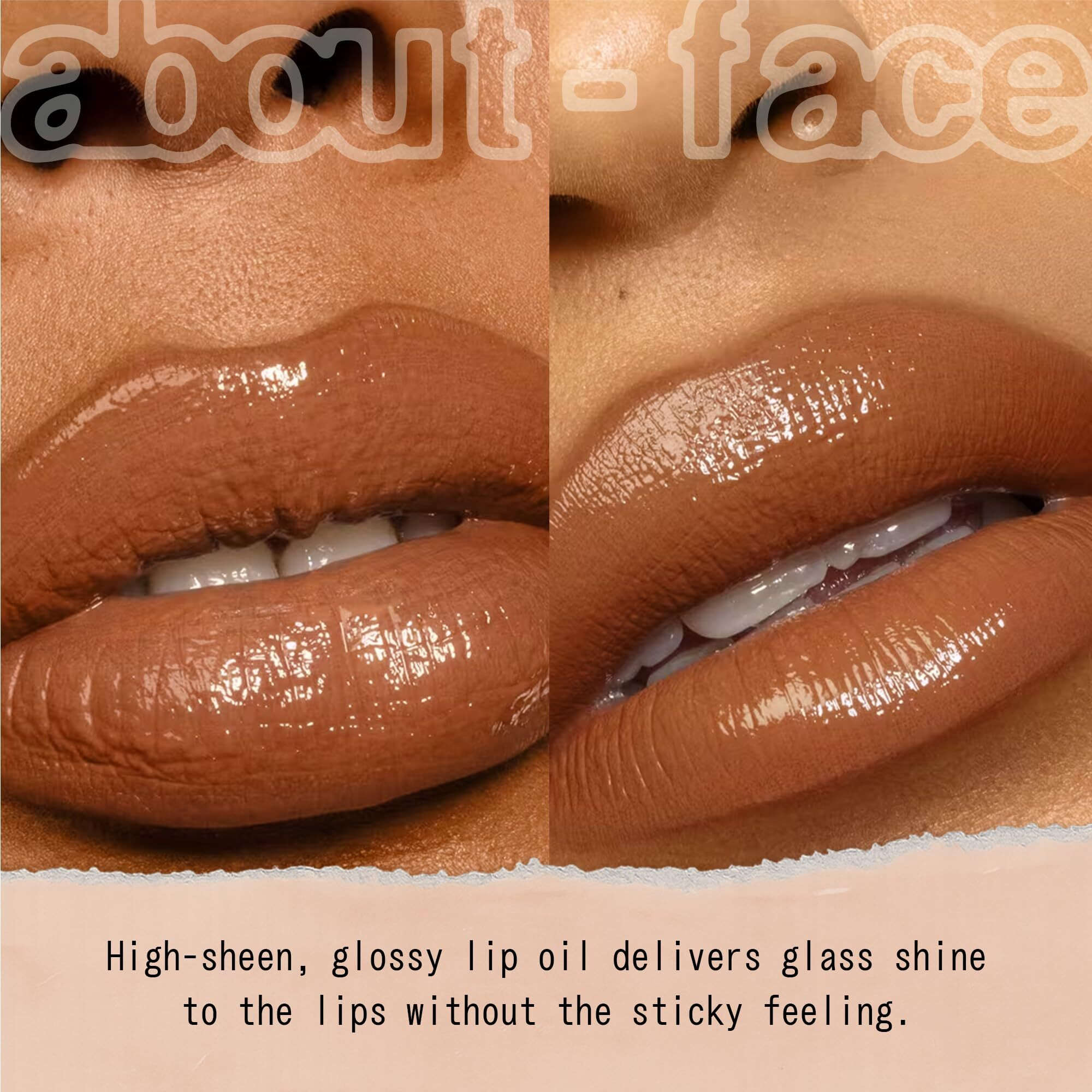 About-Face Light Lock Lip Gloss Bitter Half - Non-Sticky, High-Shine Lip Oil Gloss With Coconut Oil, Peppermint & Lavender - Vegan, Cruelty-Free, Clean Beauty - 0.21 Oz (Rich Espresso)