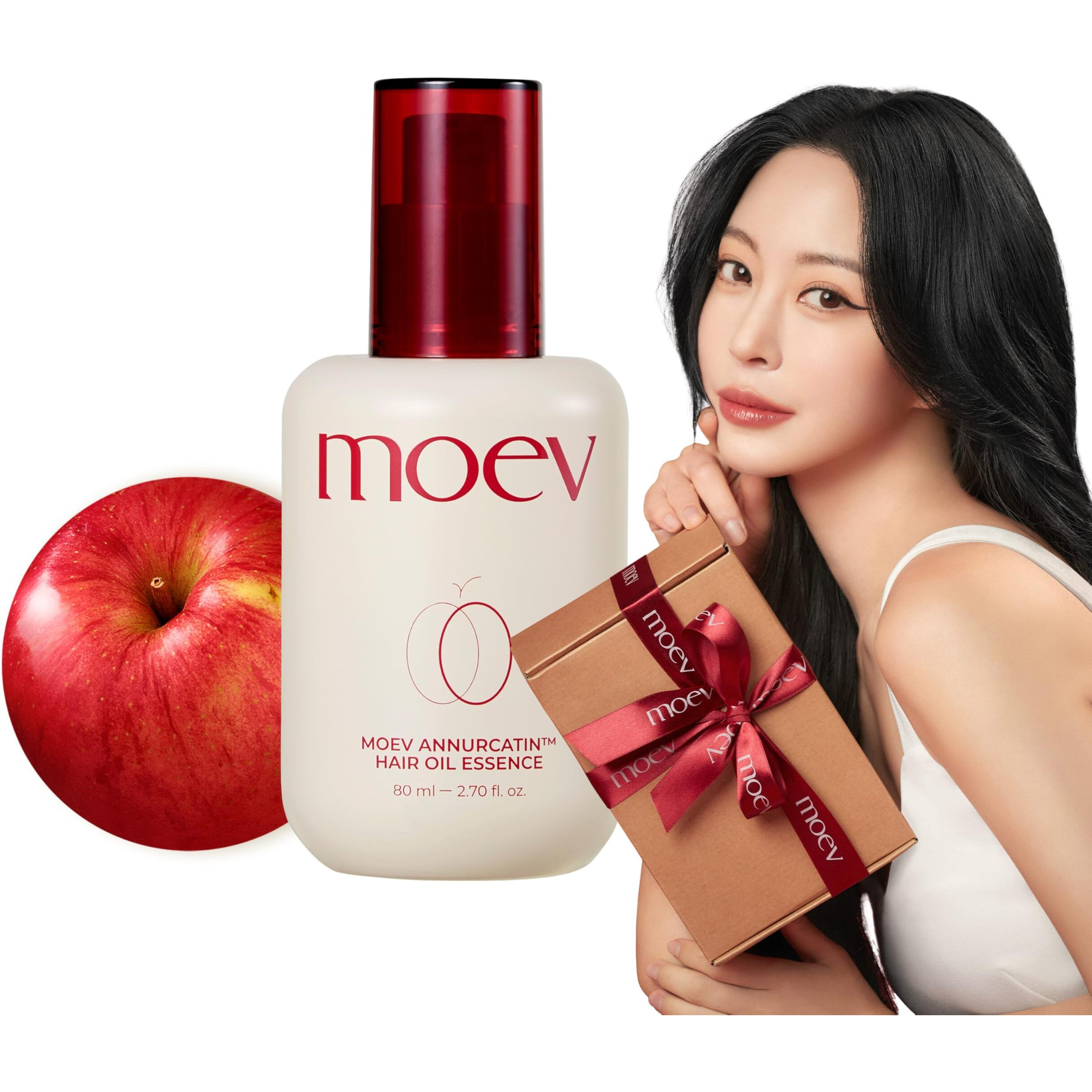 Moev Annurcatin Hair Oil Essence, Heat Protect Hair Serum, Korean Nourishing Perfumed Oil For Dry, Frizzy, Damaged Hair, Anti-Frizz With Apple Seed Oil, Lightweight For Shine And Softness 2.7 Fl.Oz.