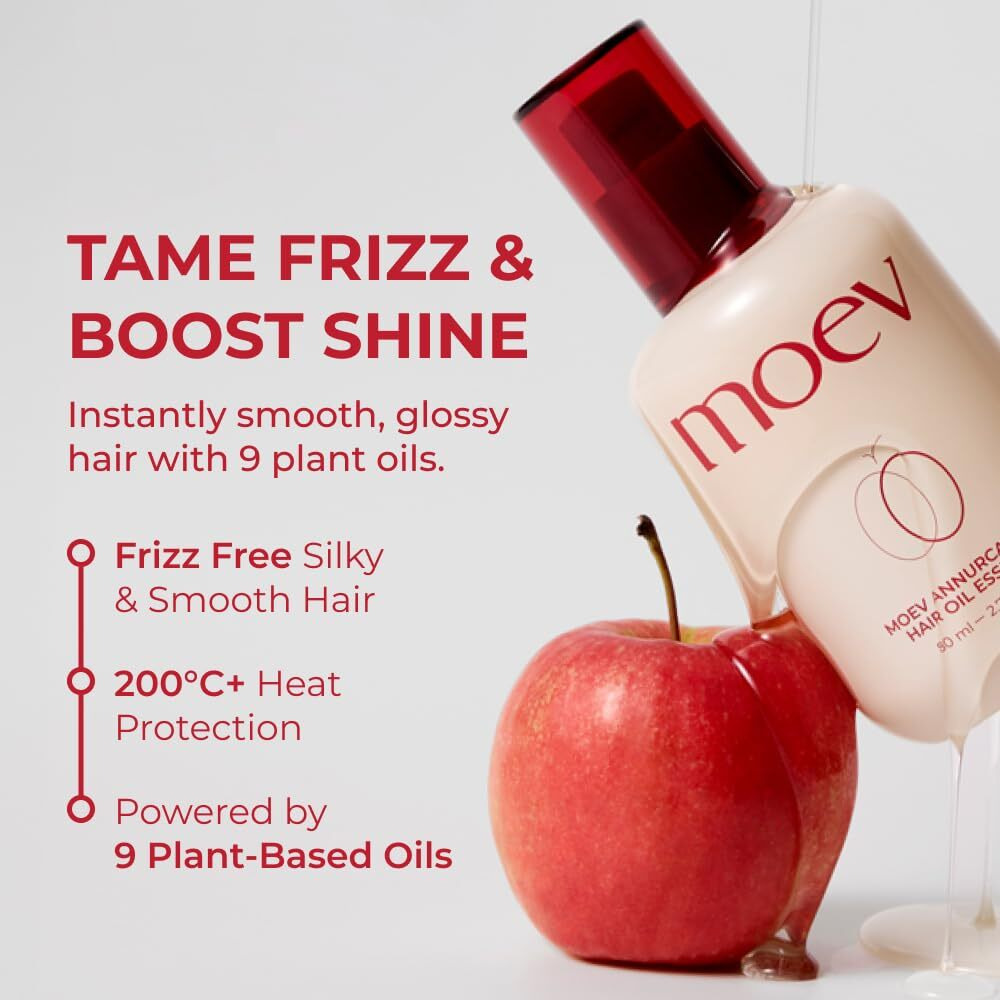 Moev Annurcatin Hair Oil Essence, Heat Protect Hair Serum, Korean Nourishing Perfumed Oil For Dry, Frizzy, Damaged Hair, Anti-Frizz With Apple Seed Oil, Lightweight For Shine And Softness 2.7 Fl.Oz.