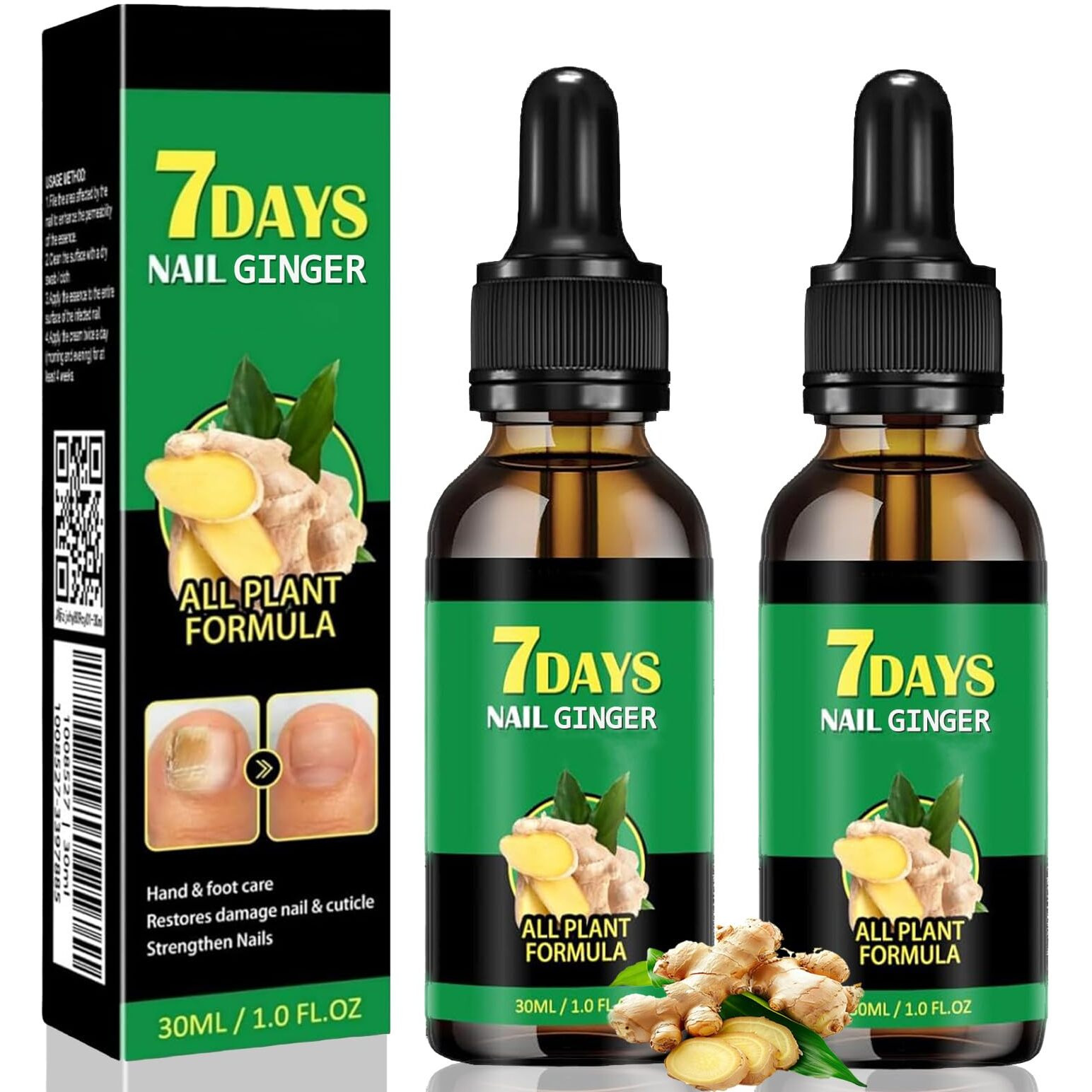 7 Days Nail Growth Serum, 2Pcs 7 Days Ginger Nail Essence, Multi-Purpose Nail Repair, Nail Nutrient Oil Strengthener Oil (2Pcs)