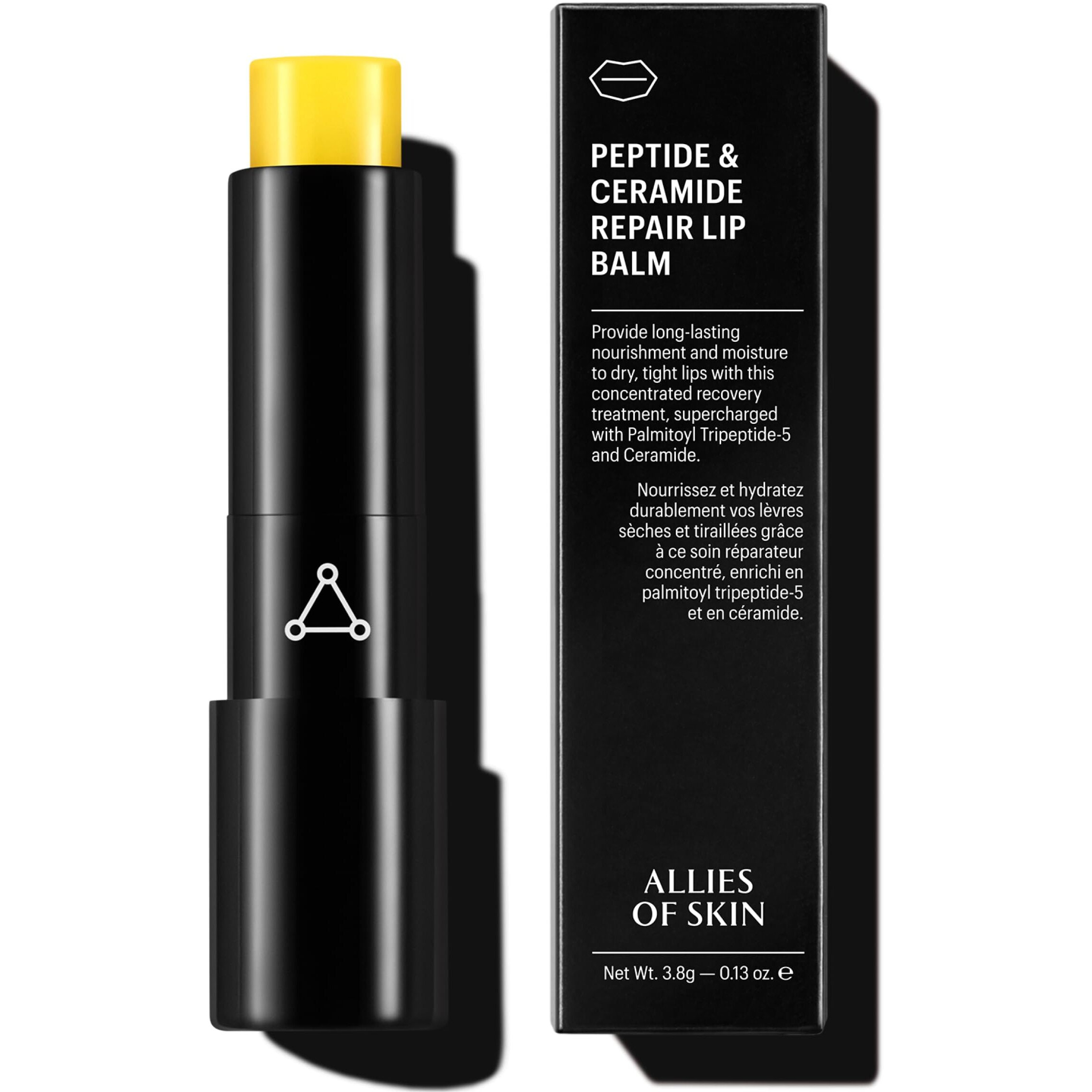 Allies Of Skin Peptide & Ceramide Repair Lip Balm With Palmitoyl Tripeptide-5, Ceramide Np, Sea Buckthorn Oil, Avocado Oil, Sunflower Seed Oil, Shea Butter, Vitamin C & E. 3.8G/ 0.13 Oz