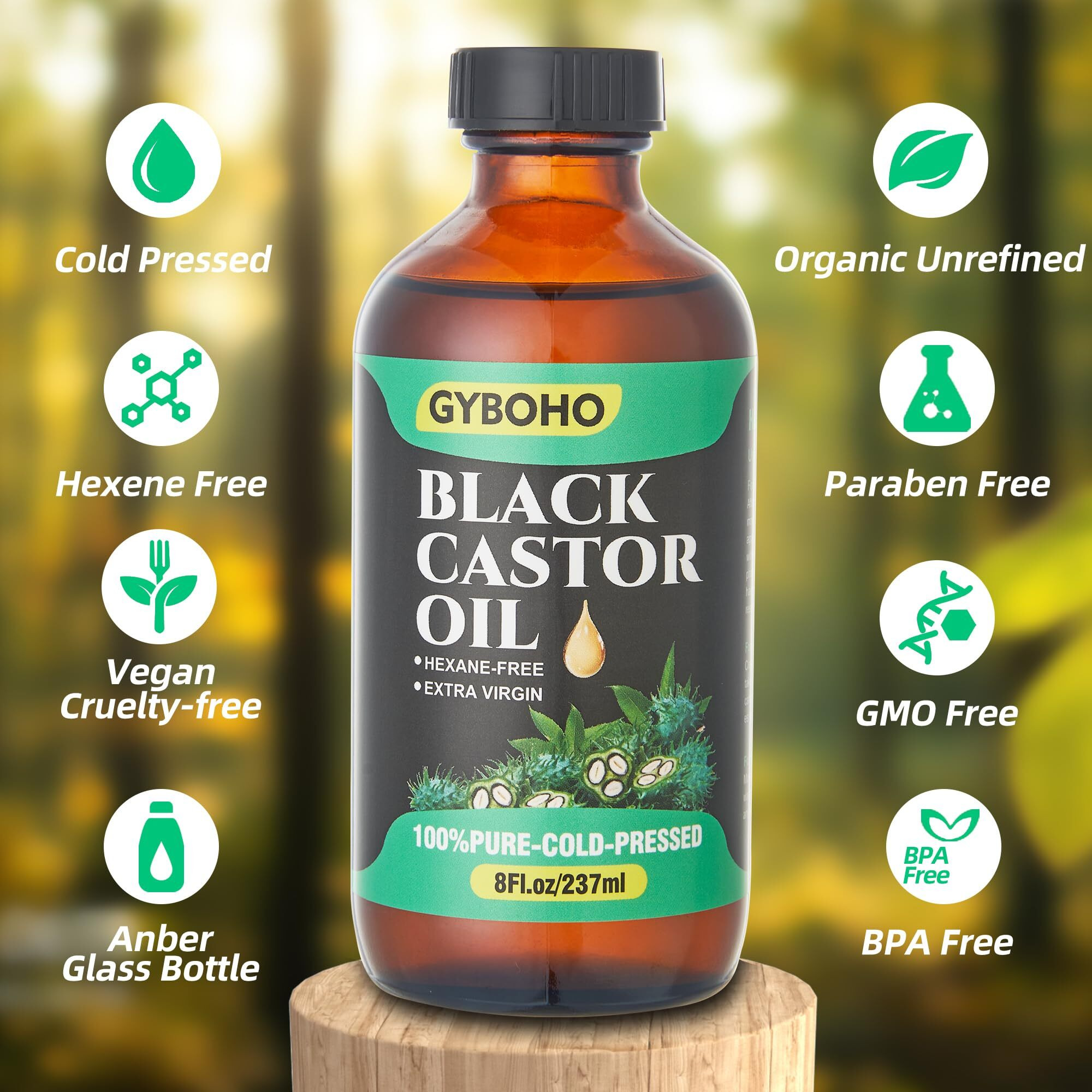 8Oz Jamaican Black Castor Oil For Hair Growth,Eyelashes & Eyebrow Nourishment, And Skin Hydration,100% Pure And Natural Organic Castor Oil Cold Pressed Glass Bottles