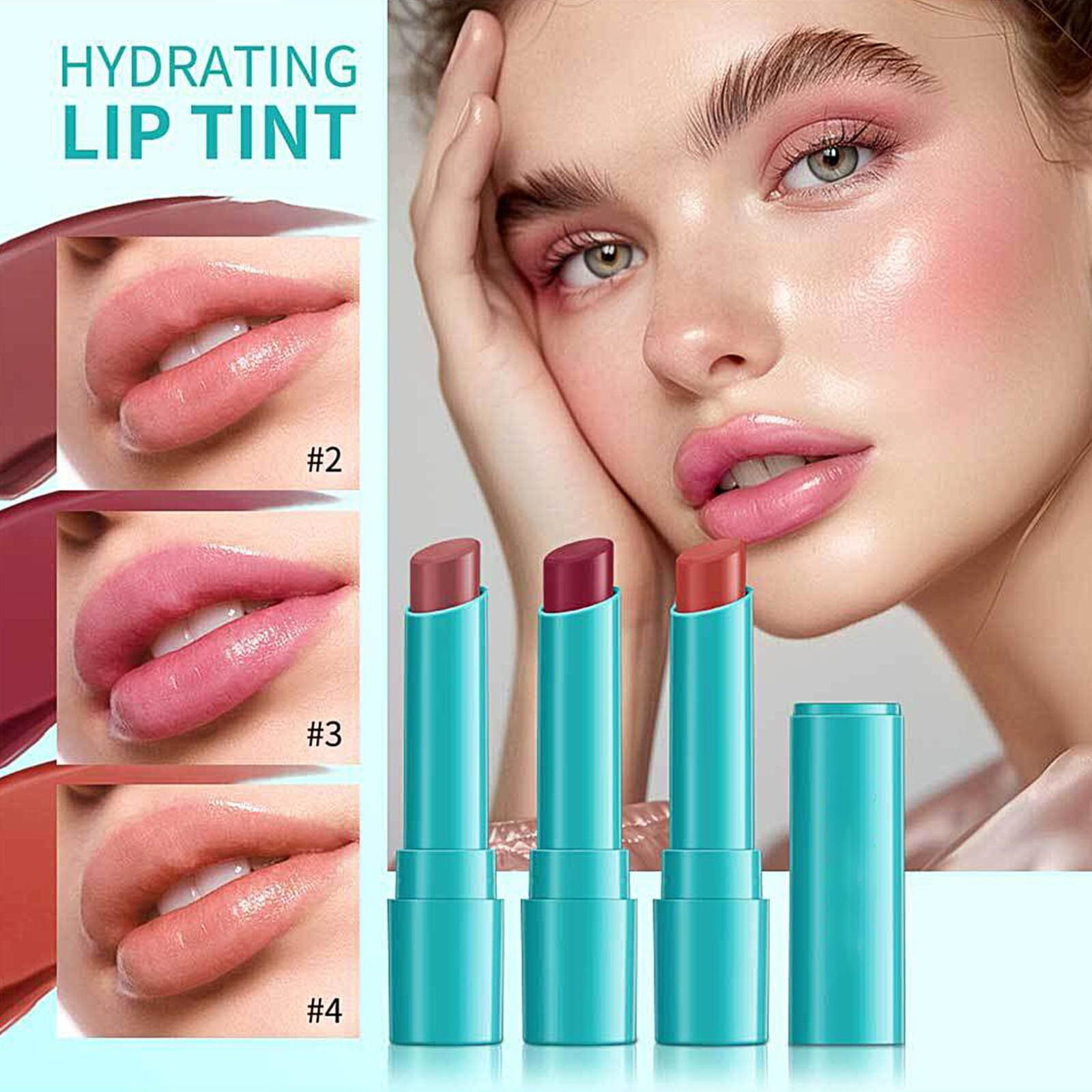 Qawnfy Lip Tint Hydrating, Moisturizing Lip Oil Balm, Long Lasting Waterproof Lip Gloss Non-Stick Cup Lipstick Set, Natural Ingredients Strong Moisturizing Lipstick (Muted Rose)