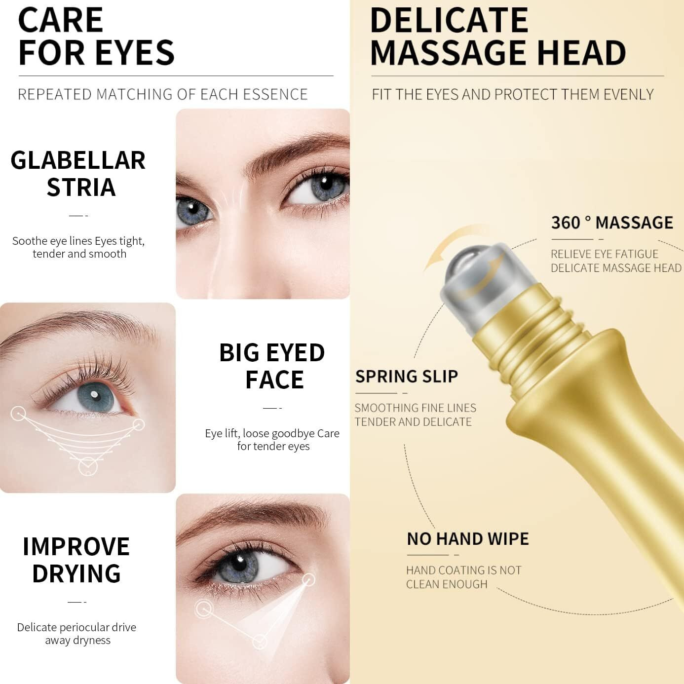 Eye Serum, Under Eye Roller Cream For Dark Circles, Anti-Aging Wrinkles And Firming, 360 Massage Ball Ice Roller For Fine Lines, Bags, Puffy Eyes, Eye Skin Care For Women Men