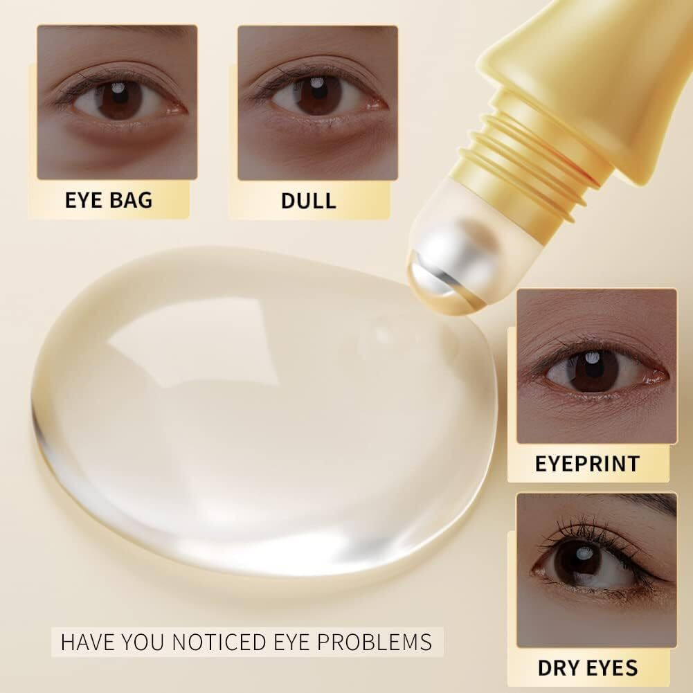 Eye Serum, Under Eye Roller Cream For Dark Circles, Anti-Aging Wrinkles And Firming, 360 Massage Ball Ice Roller For Fine Lines, Bags, Puffy Eyes, Eye Skin Care For Women Men