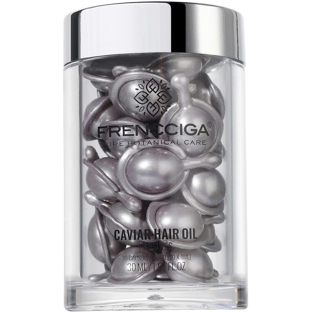 Frencciga Caviar Luxurious Anti-Aging Hair Oil Capsules, Caviar Oil Hair Serum Treatment For Nourishing Hair, Adding Shine, Heat Protecting & Frizz Controling 30 Capsules