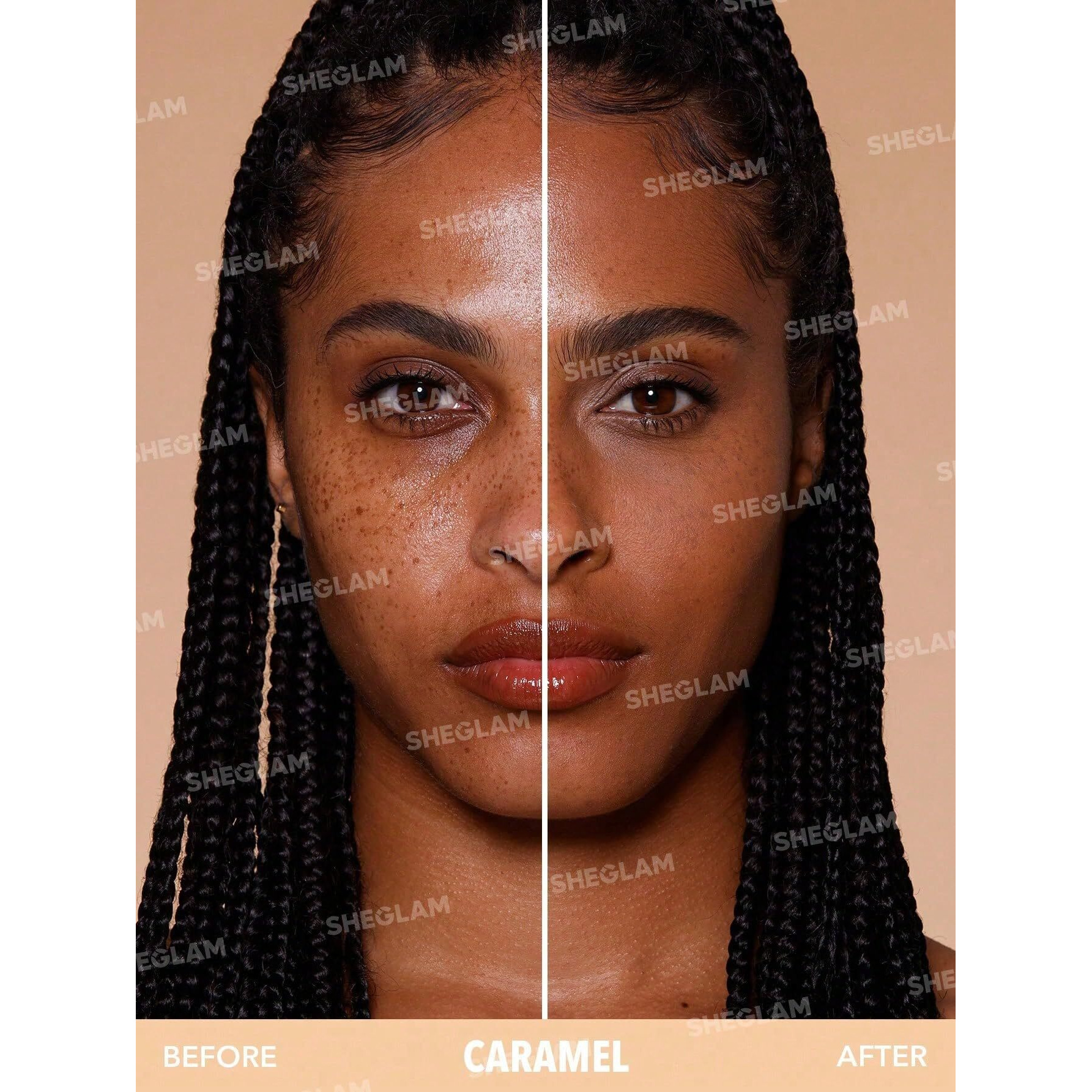 Sheglam Skin-Focus Full Coverage Powder Foundation Oil-Control Lightweight Face Pressed Powder Makeup-Honey