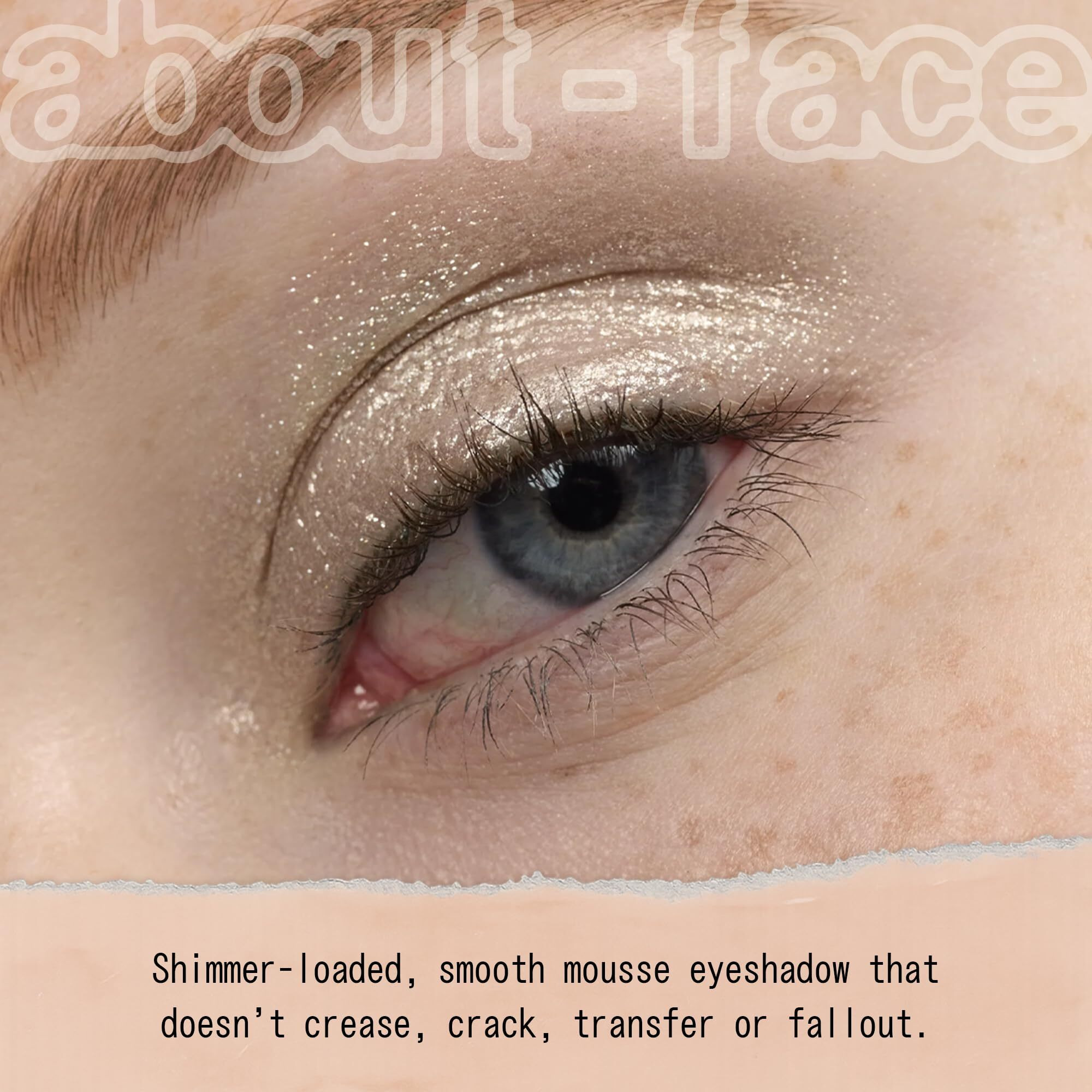 About-Face Fractal Glitter Eye Paint Refract - Smudge-Proof, Long-Lasting Liquid Eyeshadow - Intense Sparkle With Mousse Texture - Vegan, Cruelty-Free, Marula Oil Infused - 0.13Oz (Soft Silver)