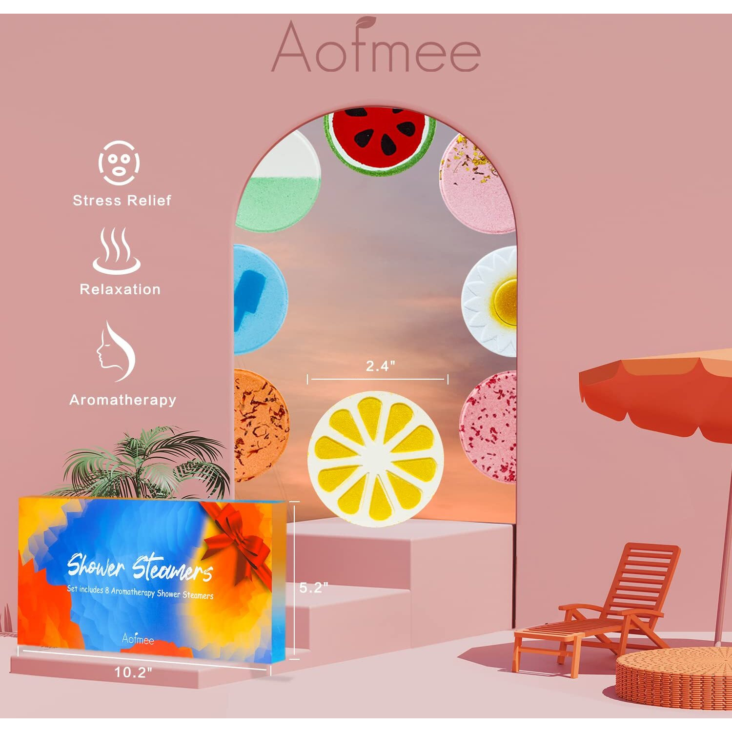 Aofmee Shower Steamers Aromatherapy - Pack Of 8 Shower Bombs Gift Set, Shower Tablets With Essential Oils For Relaxation, Christmas Gifts Self Care Gifts Spa Gifts Birthday Gifts For Women And Men