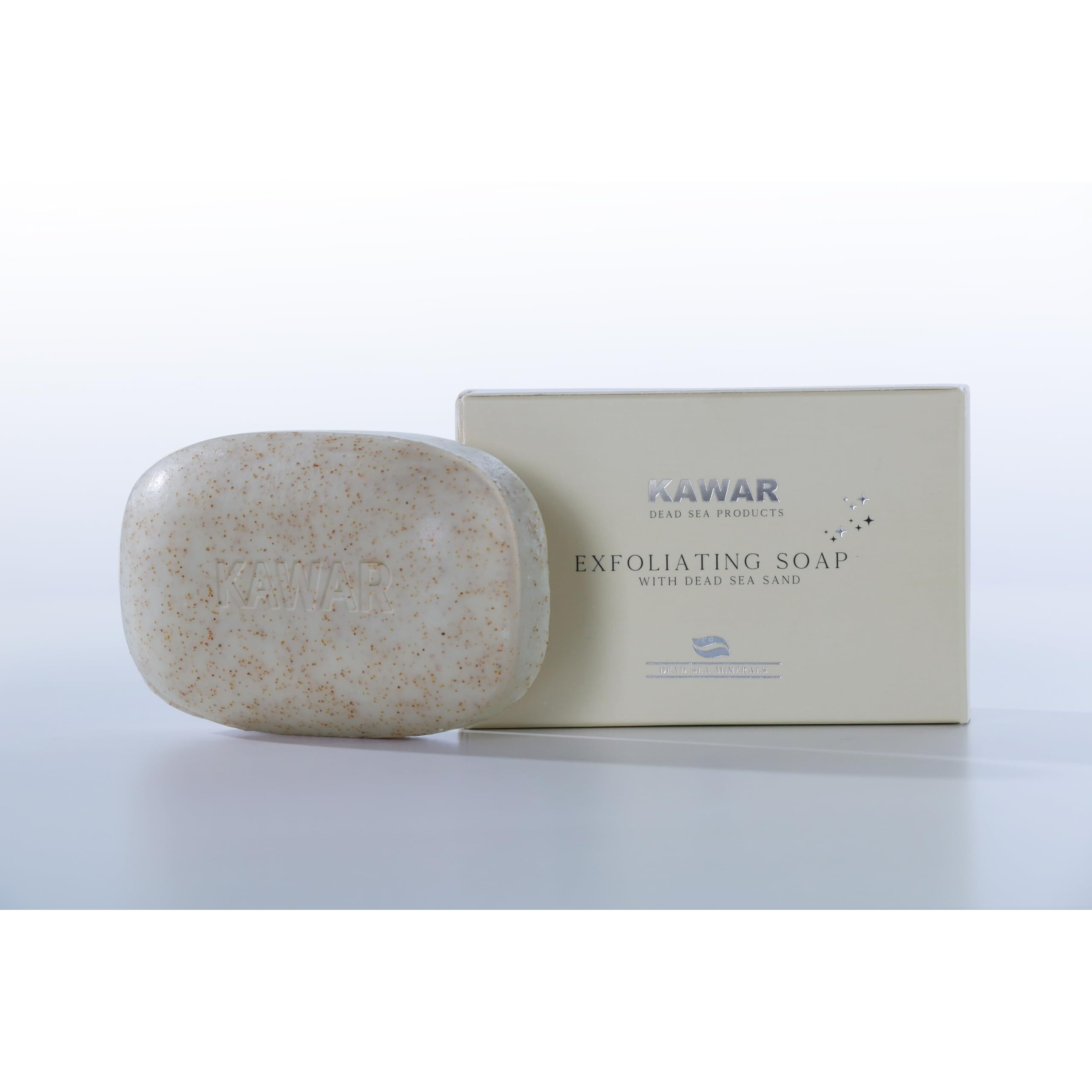 Kawar Dead Sea Exfoliating Soap With Dead Sea Sand - Salicylic Acid, Magnesium Chloride, Shea Butter, Olive Oil & Tea Tree - Vegan Soap Bar For Men & Women, 4.2 Oz (Pack Of 2)
