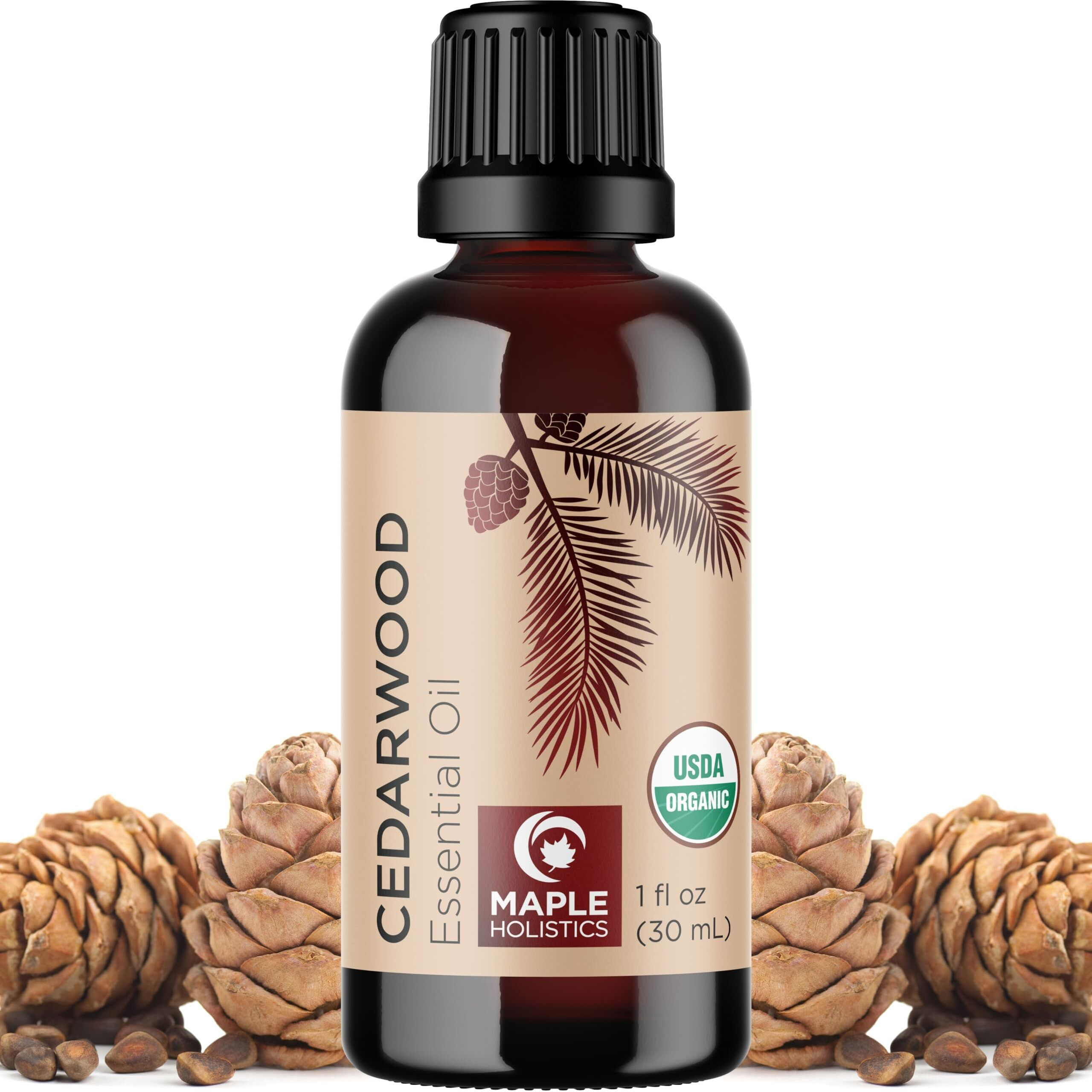 Certified Organic Cedarwood Essential Oil - 100% Pure Organic Cedarwood Oil For Hair Skin & Nails Plus Beauty Diys - Calming Aromatherapy Essential Oil For Diffusers - Usda Organic Non-Gmo & Undiluted