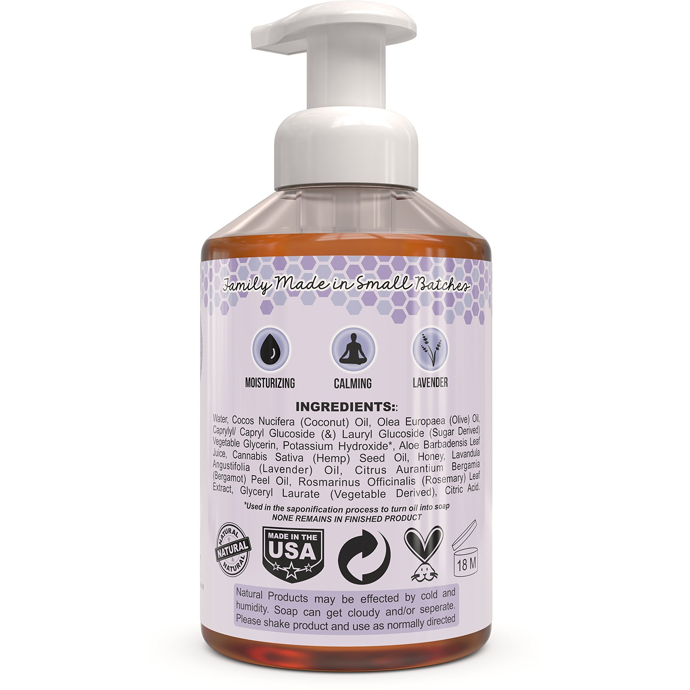 Beessential All Natural Foaming Hand Soap, Lavender And Bergamot Essential Oils, Made With Moisturizing Aloe & Honey - Made In The Usa, 16 Oz
