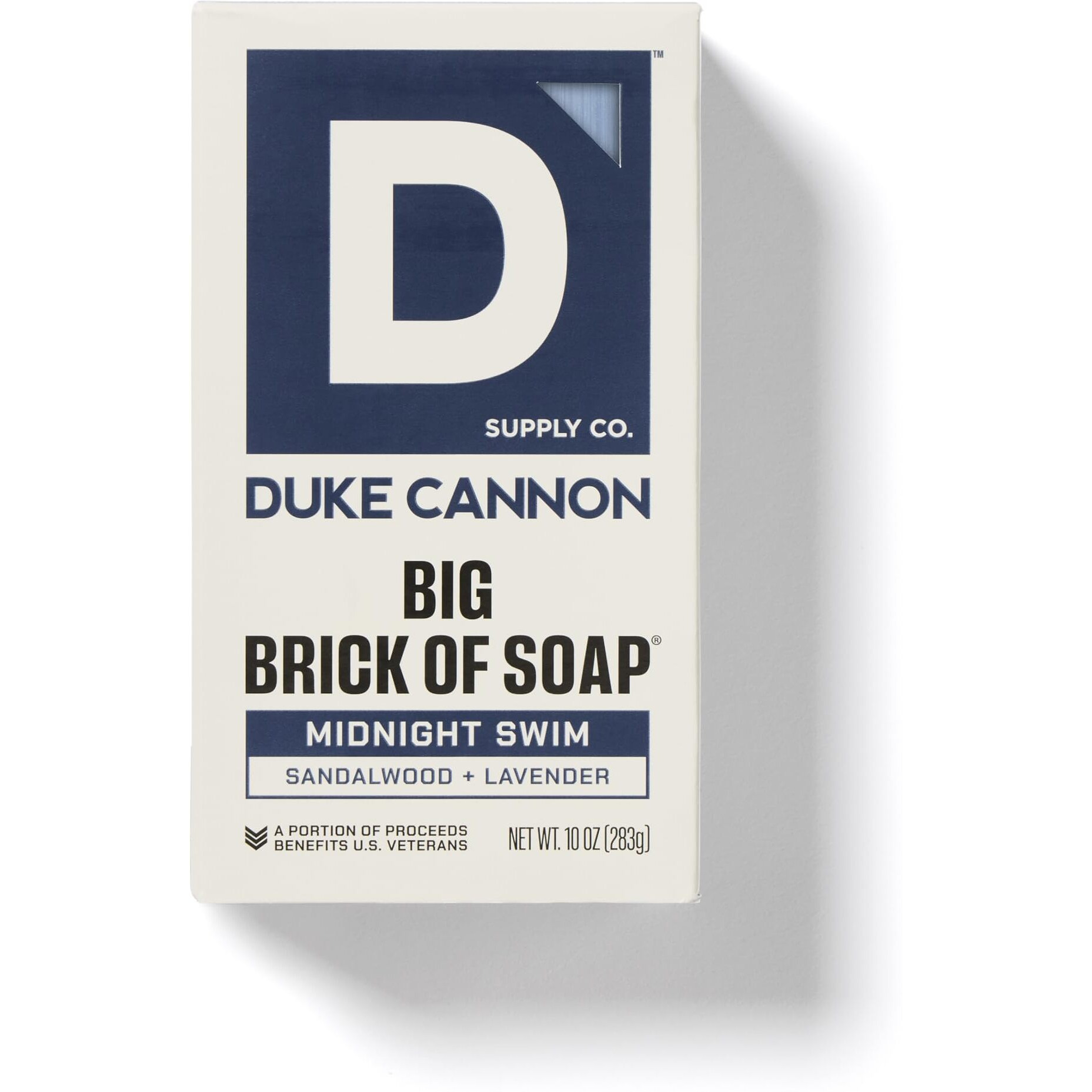 Duke Cannon Midnight Swim Big Brick Of Soap - Sandalwood + Lavender Scent, 10 Oz. - Large Triple-Milled Bar Soap For Men, Long-Lasting, Moisturizing With Natural Oils, Supports U.S. Veterans