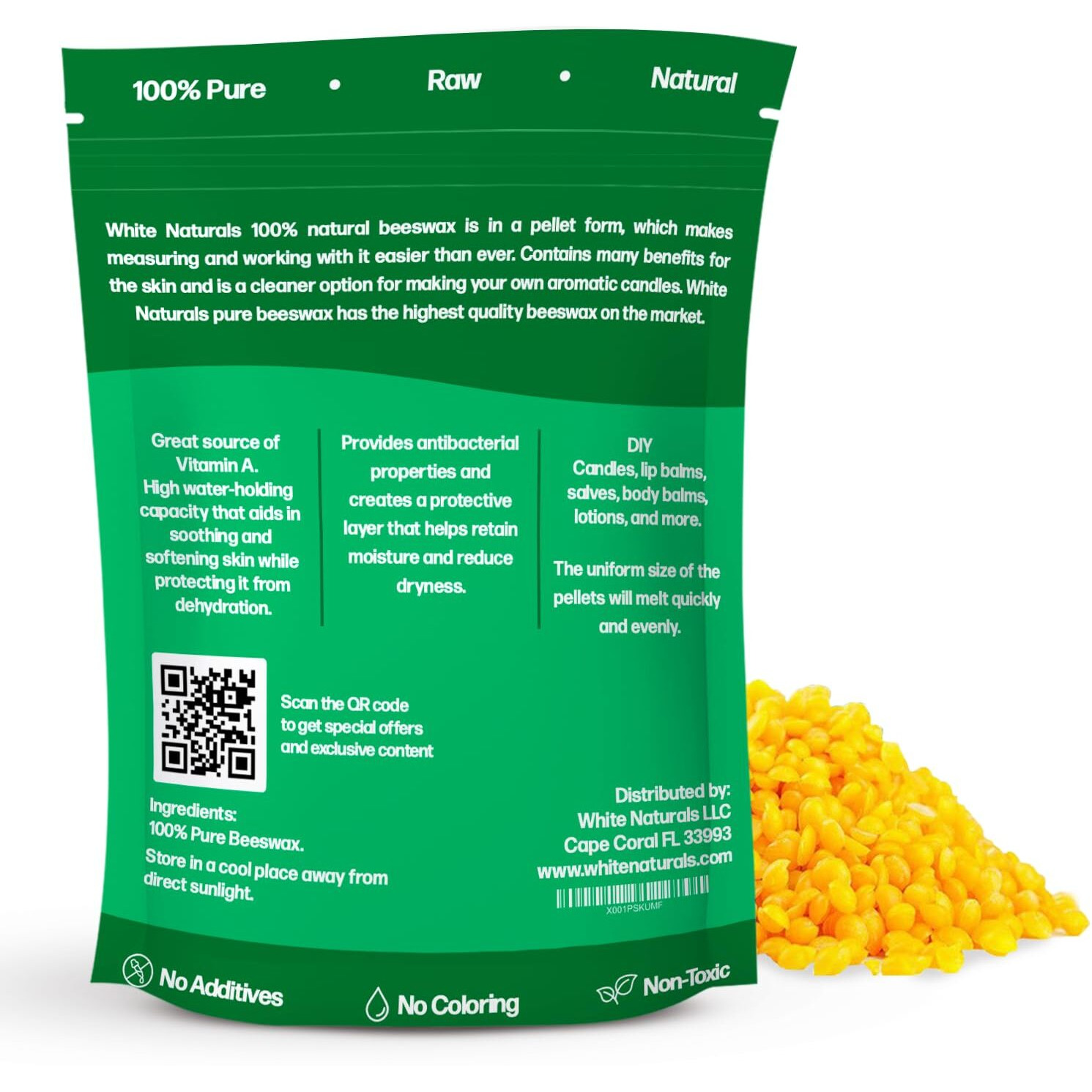 White Naturals Yellow Beeswax Pellets 1Lb (16Oz), Pure, Natural, Cosmetic Grade, Organic, Bees Wax Pastilles, Triple Filtered, Great For Candle Making, Soap, Food Wrap, Diy Lip Balms, Lotions