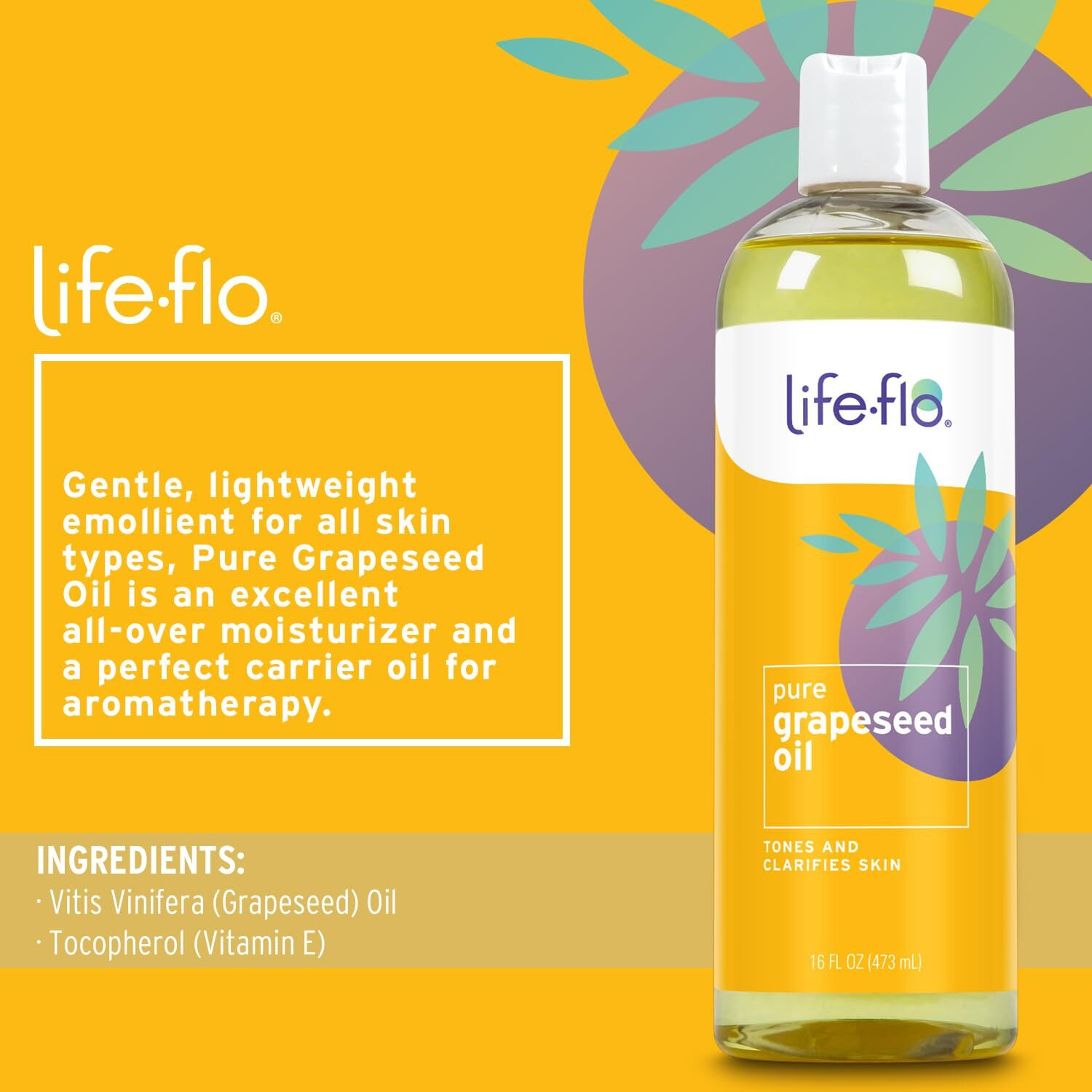 Life-Flo Carrier Oil | 16Oz (Pure Grapeseed Oil)