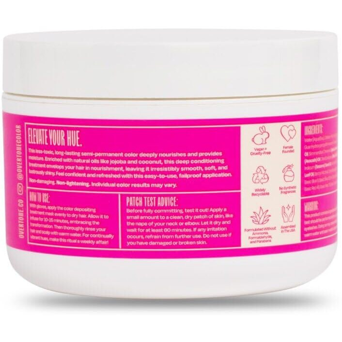 Overtone Color Depositing Conditioner - 8 Oz Semi Permanent Hair Color With Shea Butter & Coconut Oil - Vegan, Cruelty-Free - Extreme Magenta