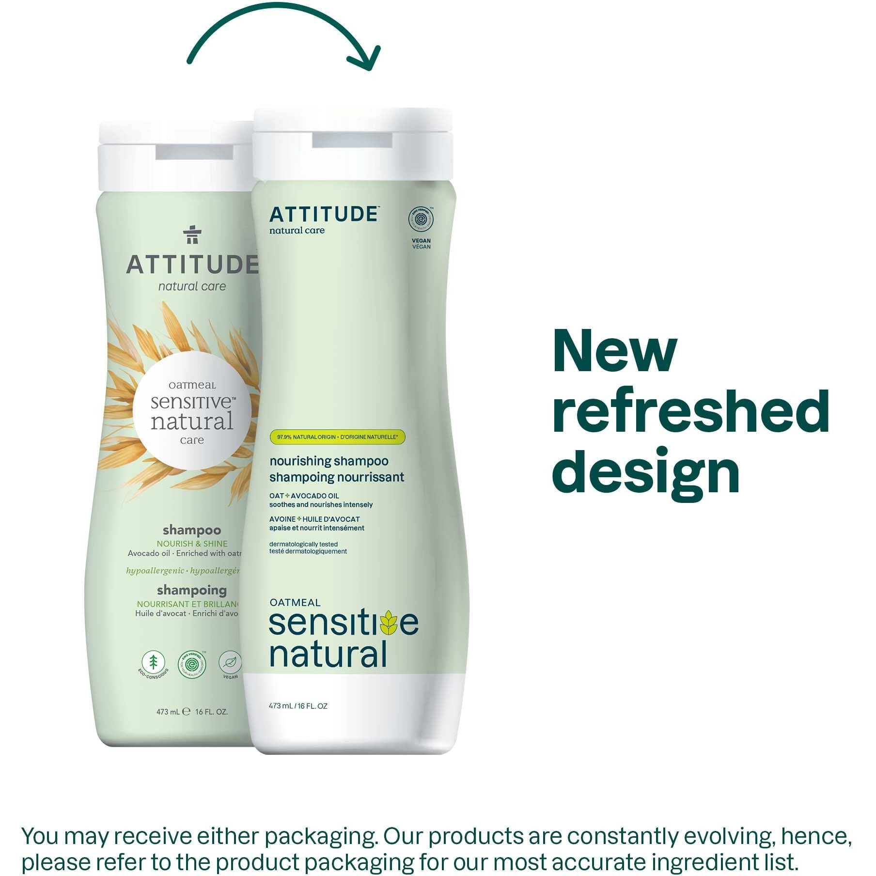 Attitude Hair Shampoo For Sensitive Dry Scalp, Ewg Verified, Soothing Oat, Dry And Damaged Hair, Naturally Derived Ingredients, Vegan And Plant-Based, Nourishing, Avocado Oil, 16 Fl Oz