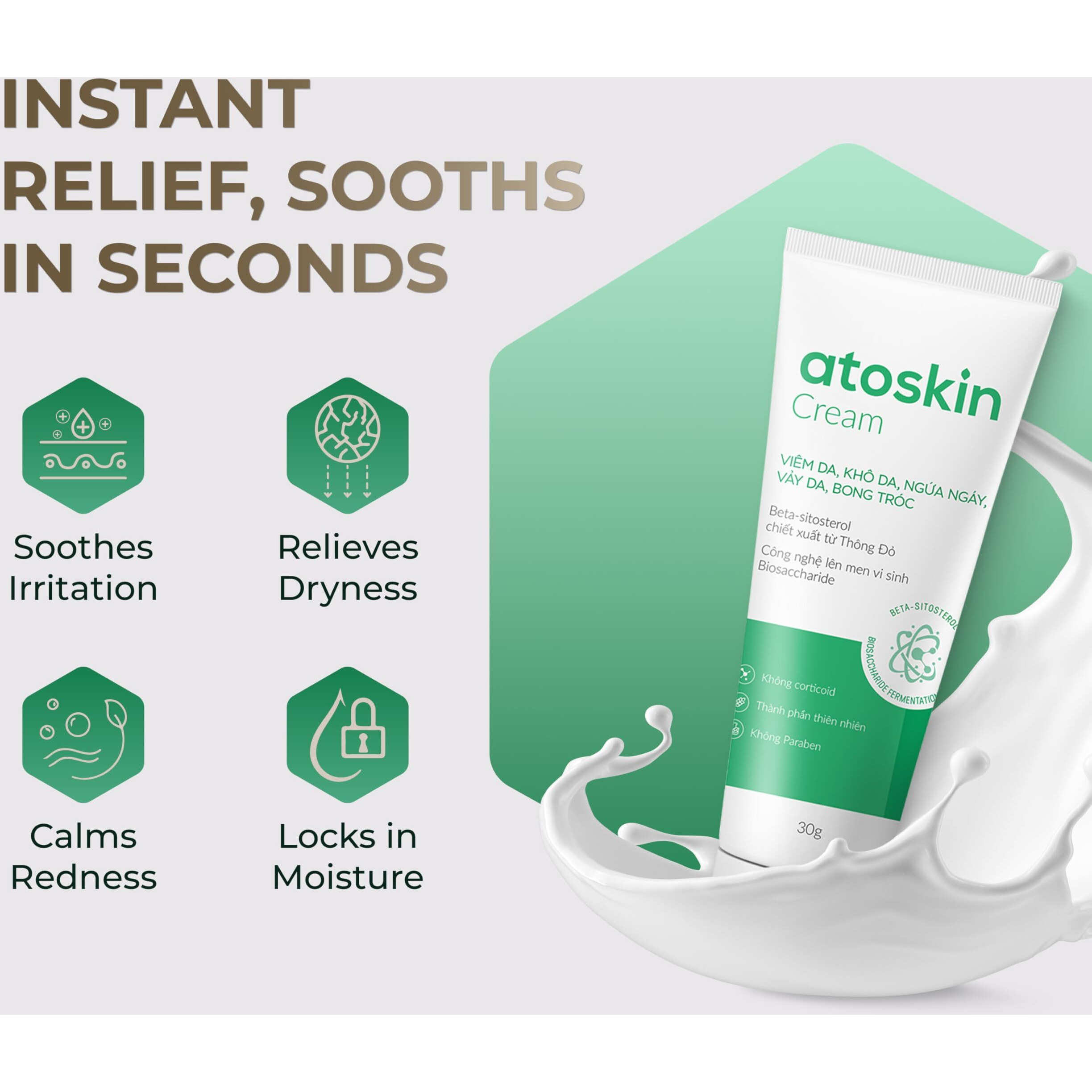 Atoskin Eczema Cream, Psoriasis & Folliculitis Soothing Lotion, For Drying, Itching And Dermatitis Irritation, Gentle Moisturizer For Adults & Kids With Shea Butter & Sweet Almond Oil (1.01 Oz)