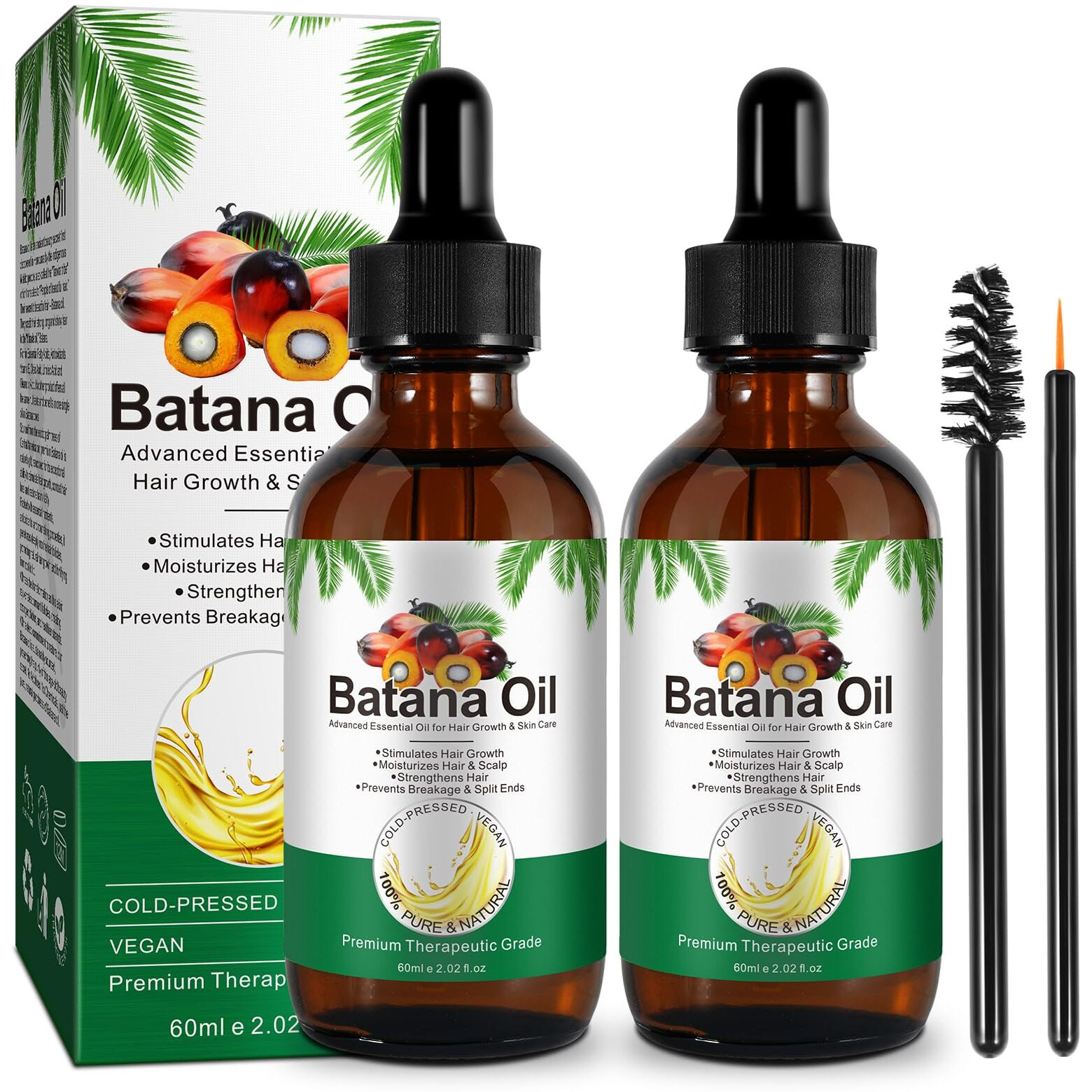 2 Pack Batana Oil For Hair Growth,100% Pure And Natural Batana Oil Organic Enhances Hair & Skin Radiance Nourishment Of Women And Men 120Ml