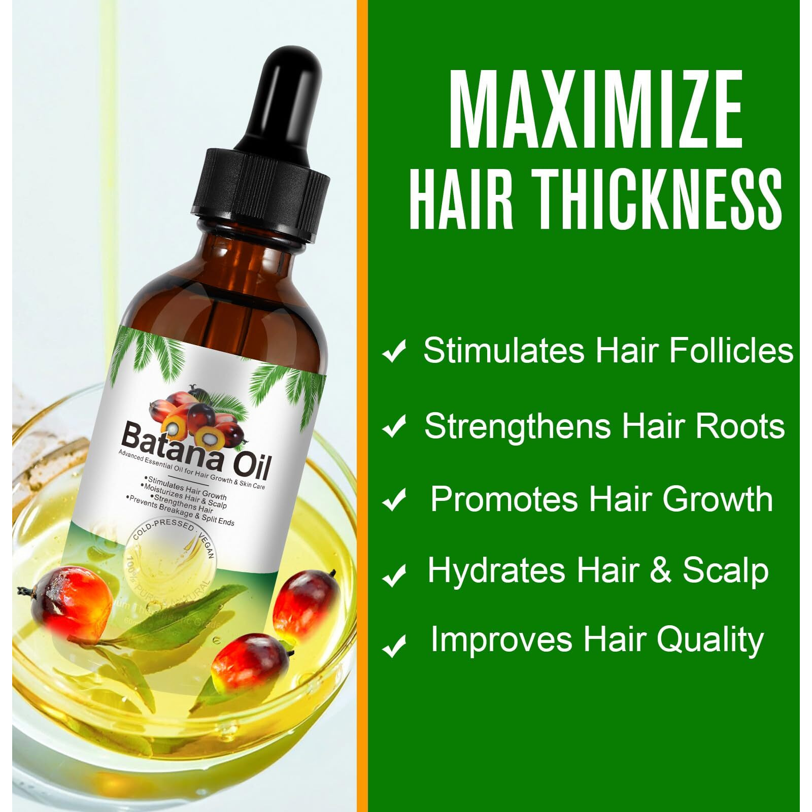 2 Pack Batana Oil For Hair Growth,100% Pure And Natural Batana Oil Organic Enhances Hair & Skin Radiance Nourishment Of Women And Men 120Ml