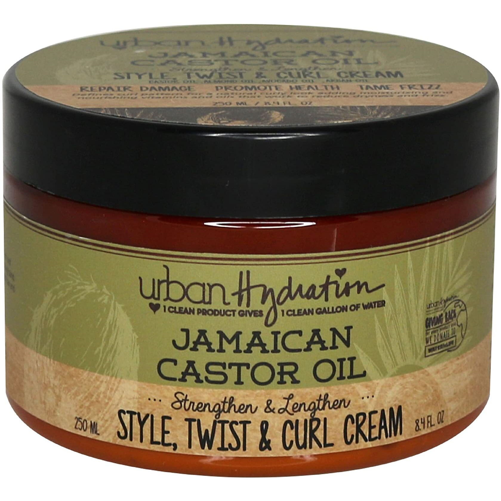 Urban Hydration Jamaican Castor Oil Curl Styling Cream | Sulfate, Paraben And Dye Free, Moisturizes, Thickens, Prevents Breakage And Lengthens For Strong Hair, All Hair Types, 8.4 Ounces