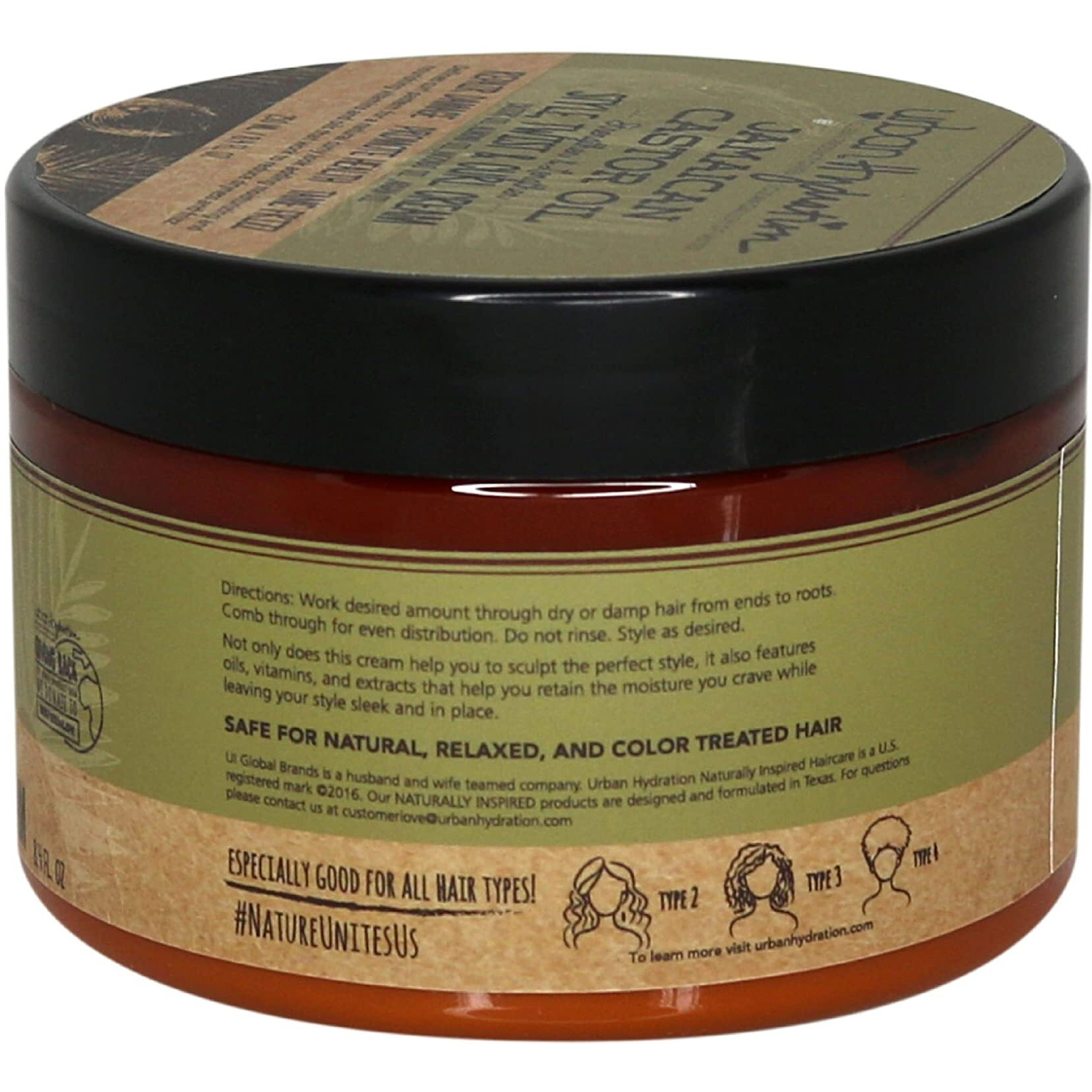 Urban Hydration Jamaican Castor Oil Curl Styling Cream | Sulfate, Paraben And Dye Free, Moisturizes, Thickens, Prevents Breakage And Lengthens For Strong Hair, All Hair Types, 8.4 Ounces