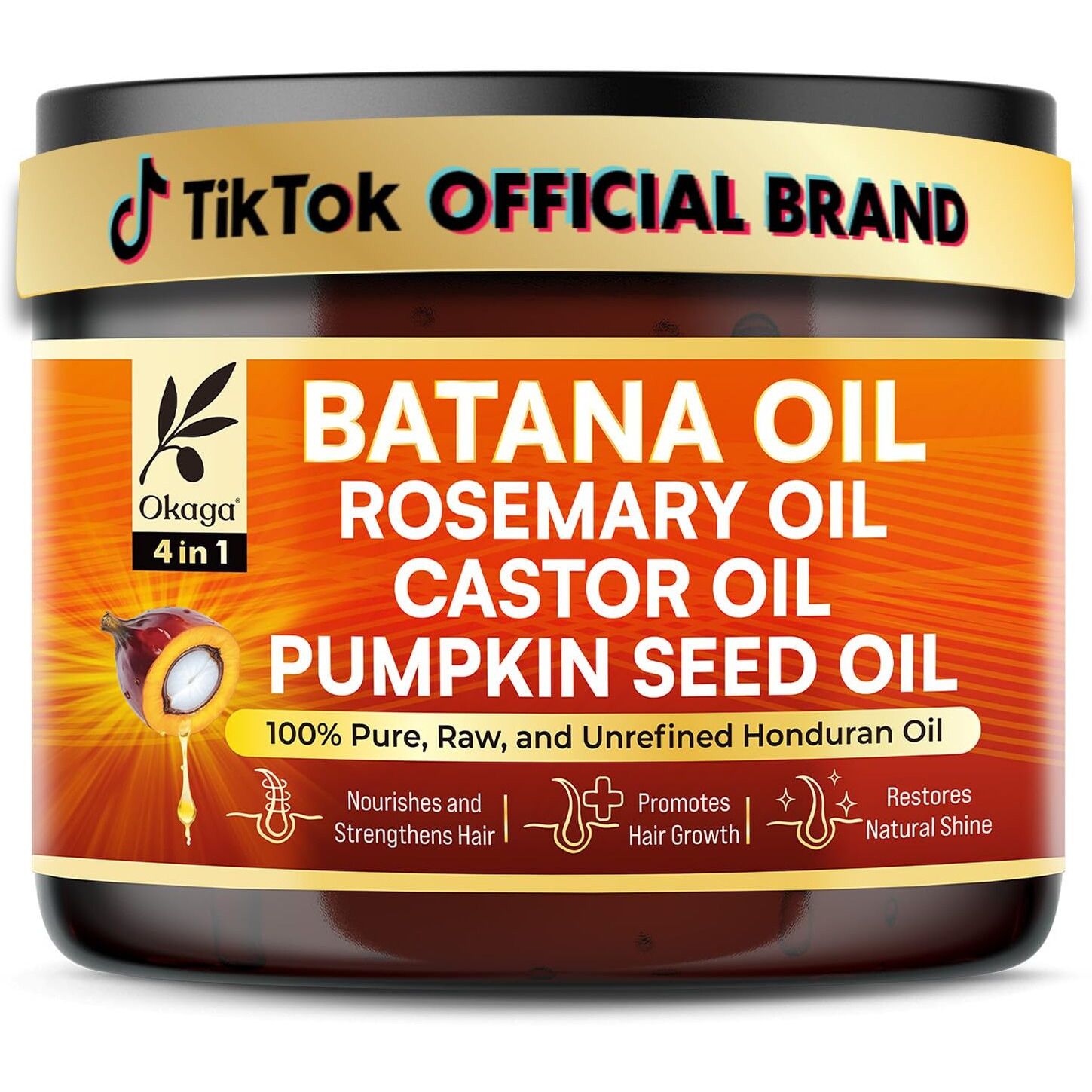 Okaga Batana Oil For Hair Growth, All-In-One Blend With Batana, Rosemary, Castor & Pumpkin Seed Oils, Pure & Unrefined, Softens, Smooths, Strengthens, Adds Shine, Clean Beauty For All Hair Types