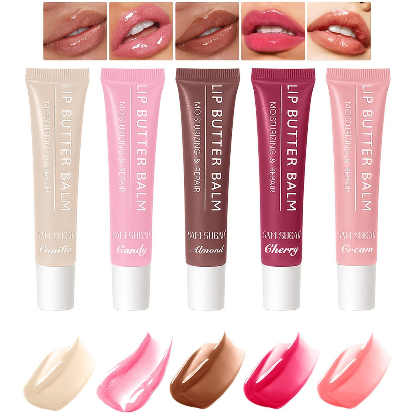 5 Colors Butter Lip Balm Hydrating Lip Gloss, High Shine Nude Color Lip Tint Finish Lip Glow Oil, Lipgloss Lip Care Makeup Gift, Lip Gloss For Women