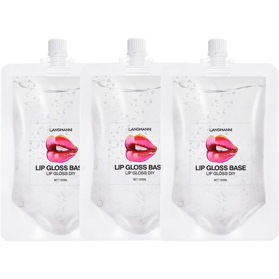 Biokusy Lip Gloss Base 3 Pack (10 Oz), Moisturizing Clear Base Gel Shimmer Makeup Primers Lipstick Material Oil For Diy (Clear 3 Pack 100Ml)