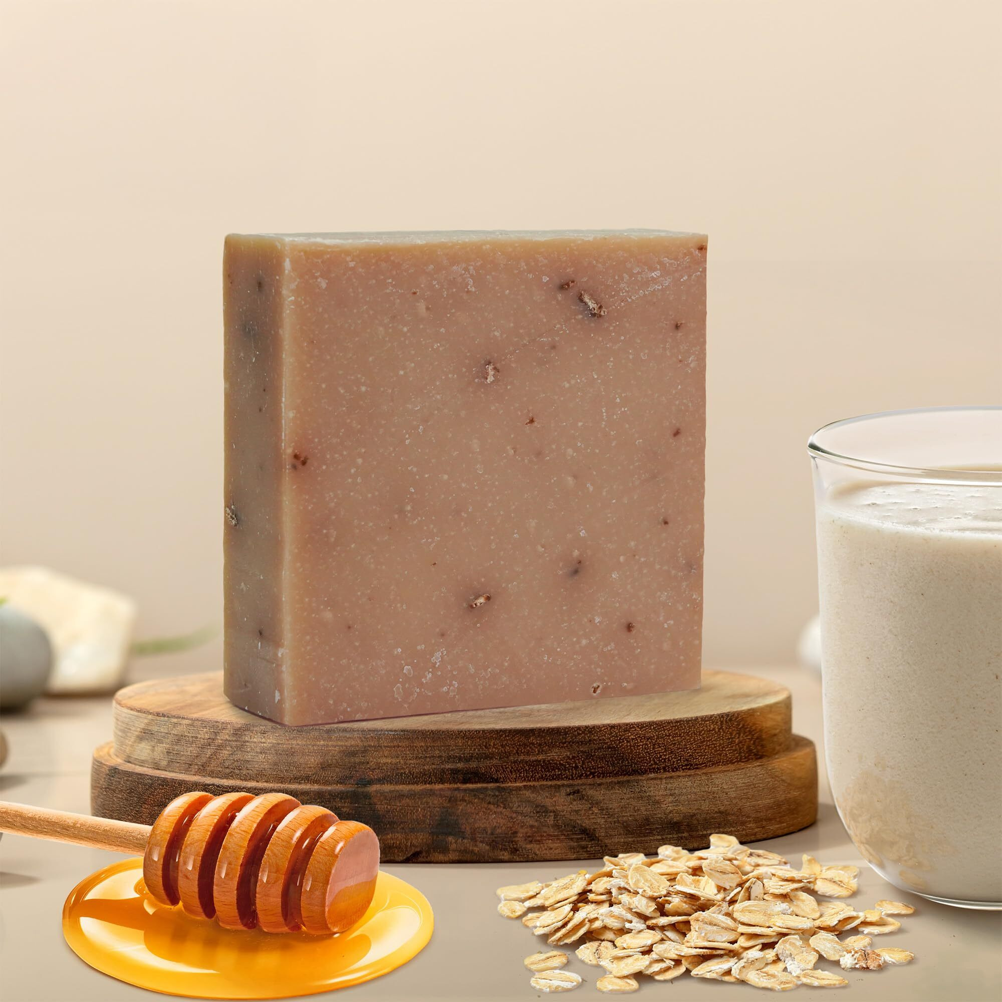 360Feel Oatmeal Milk And Honey Soap - Handcrafted Castile Soap Bar With Soothing Scent - Handmade With Essential Oils - Suitable Gift For Anniversaries, Weddings, And Holiday Stockings - 4 Pack
