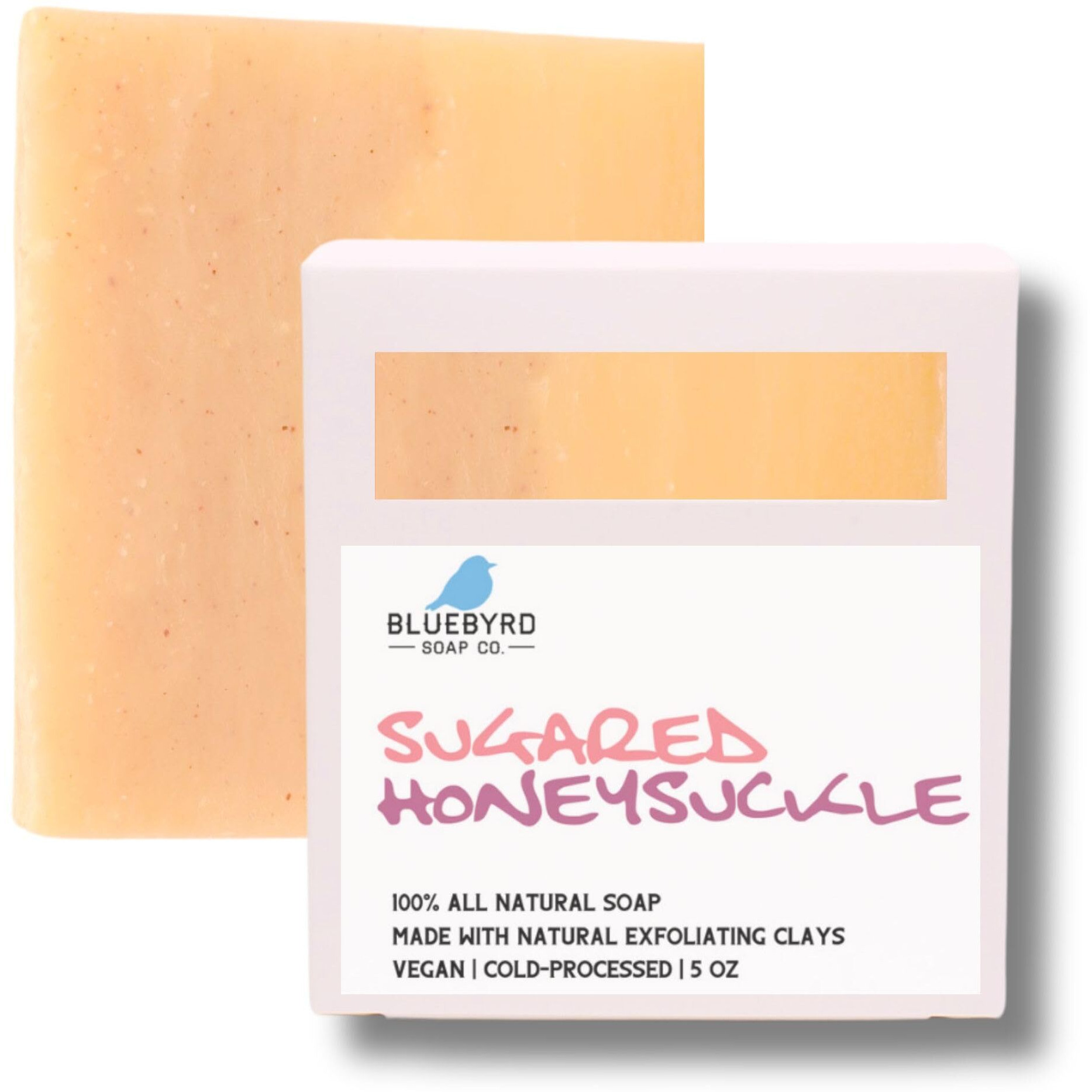 Bluebyrd Soap Co. Honeysuckle Bar Soap | Floral Scented Organic Plant Based Oil Handmade Soap Bars | Cold Processed, Vegan, Gentle Cleansing Bar For Healthy And Glowing Skin (Honeysuckle)