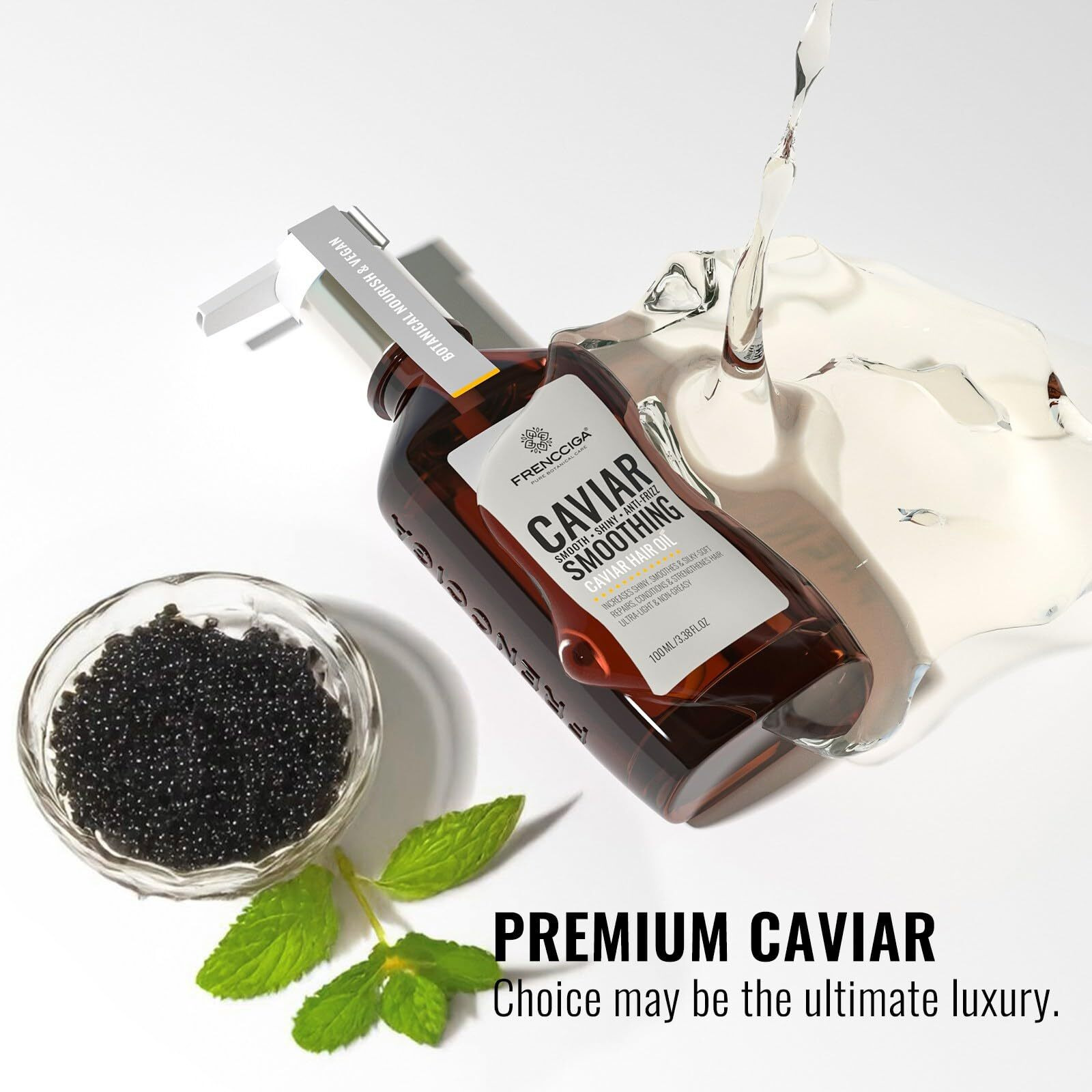 Frencciga Caviar Anti-Aging Hair Oil, Luxurious Caviar Oil Hail Serum Treatment For Revitalized, Youthful-Looking Hair 100Ml
